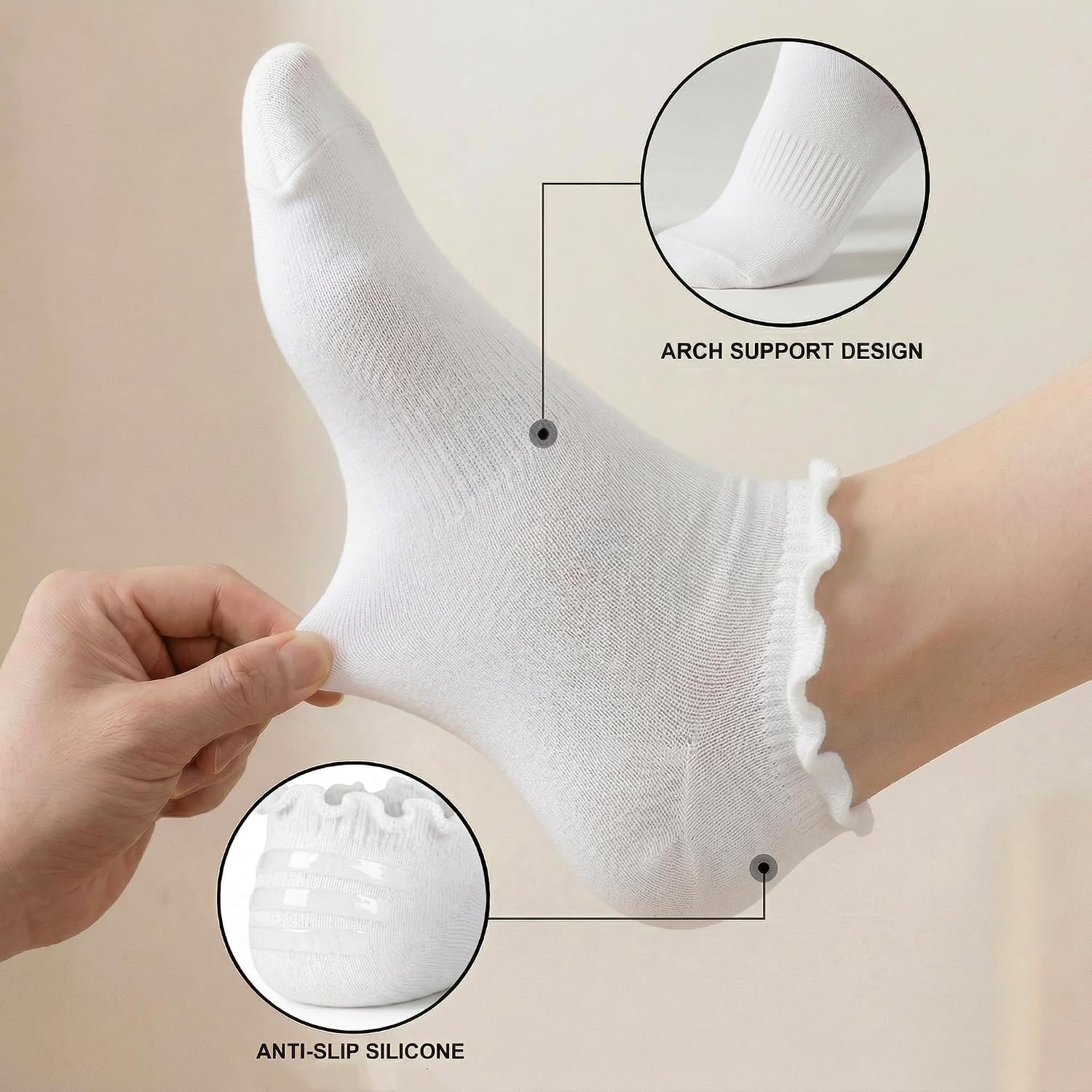 Detalle de EUFANCE Women's No-Show Socks, Cotton