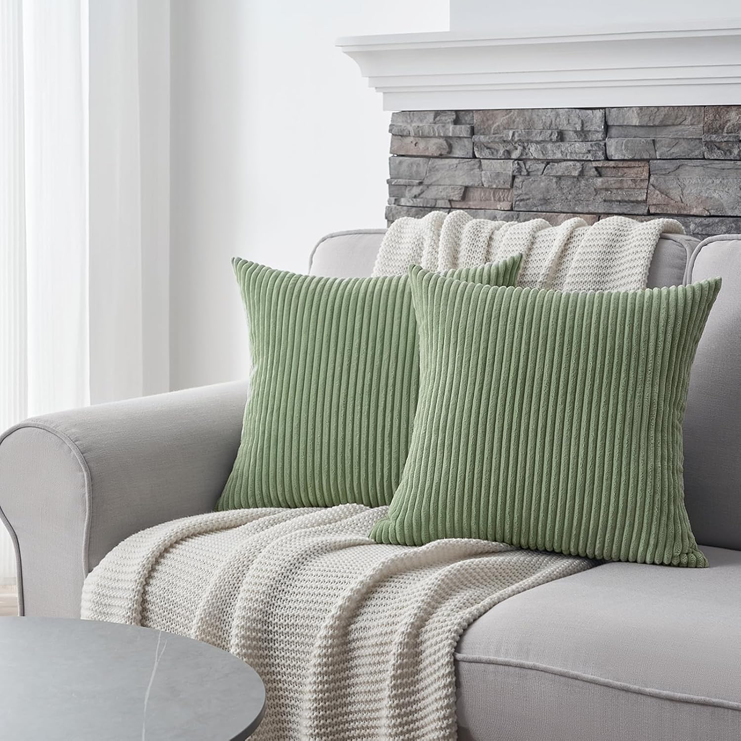 Thumbnail 3 de Topfinel Fundas de Cojines Pana 40x40 Verde Salvia 🛋