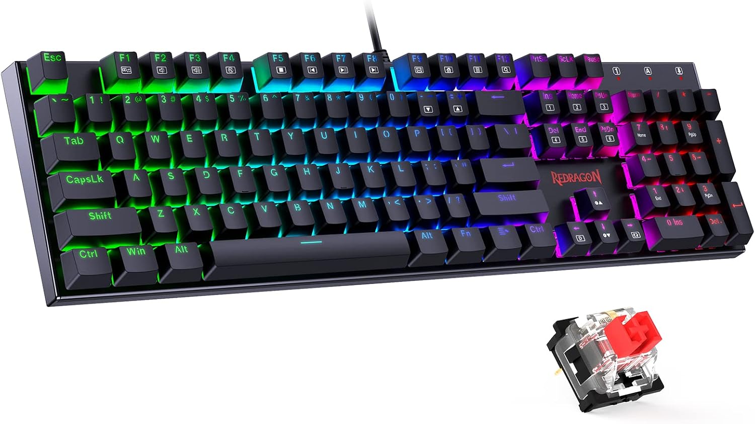 Detalle de Redragon K565 Mechanical Gaming Keyboard with Red Switches