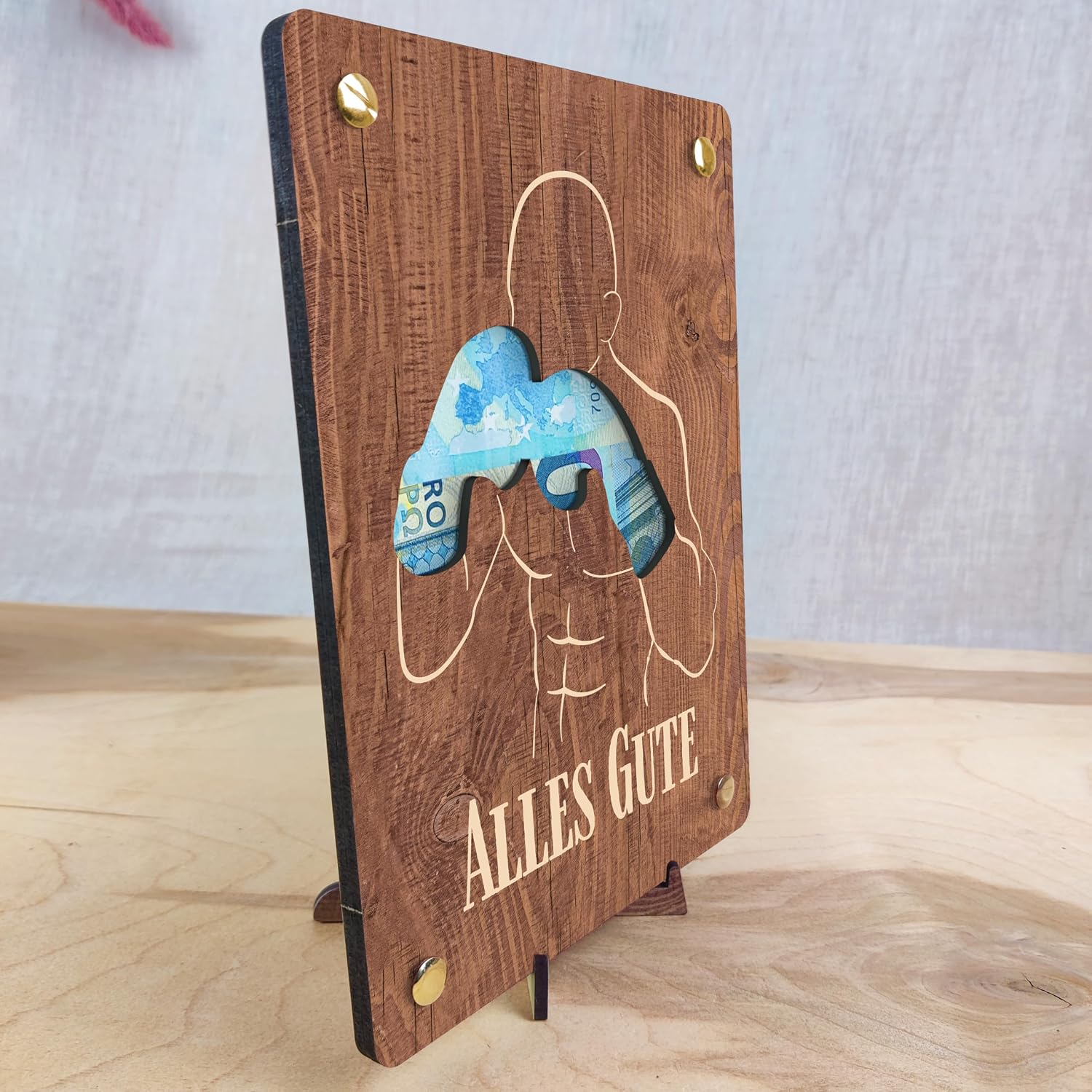 Detalle de XL Holz Box Geschenk – Geldgeschenk-Karte mit Ständer für Boxer & Kampfsport-Fans