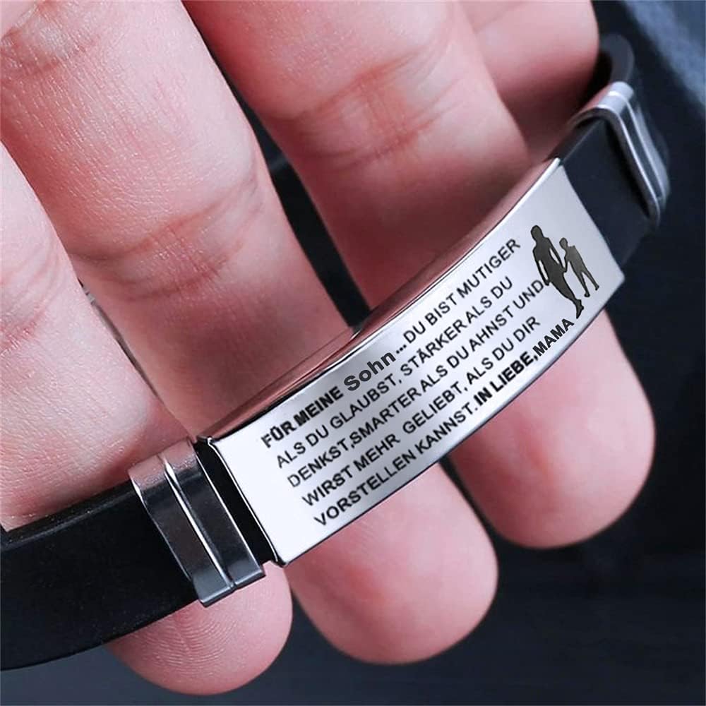 Detalle de HAYOUWAY Einstellbar Silikonarmband aus Edelstahl – Geschenk für Sohn, Tochter, Damen & Herren