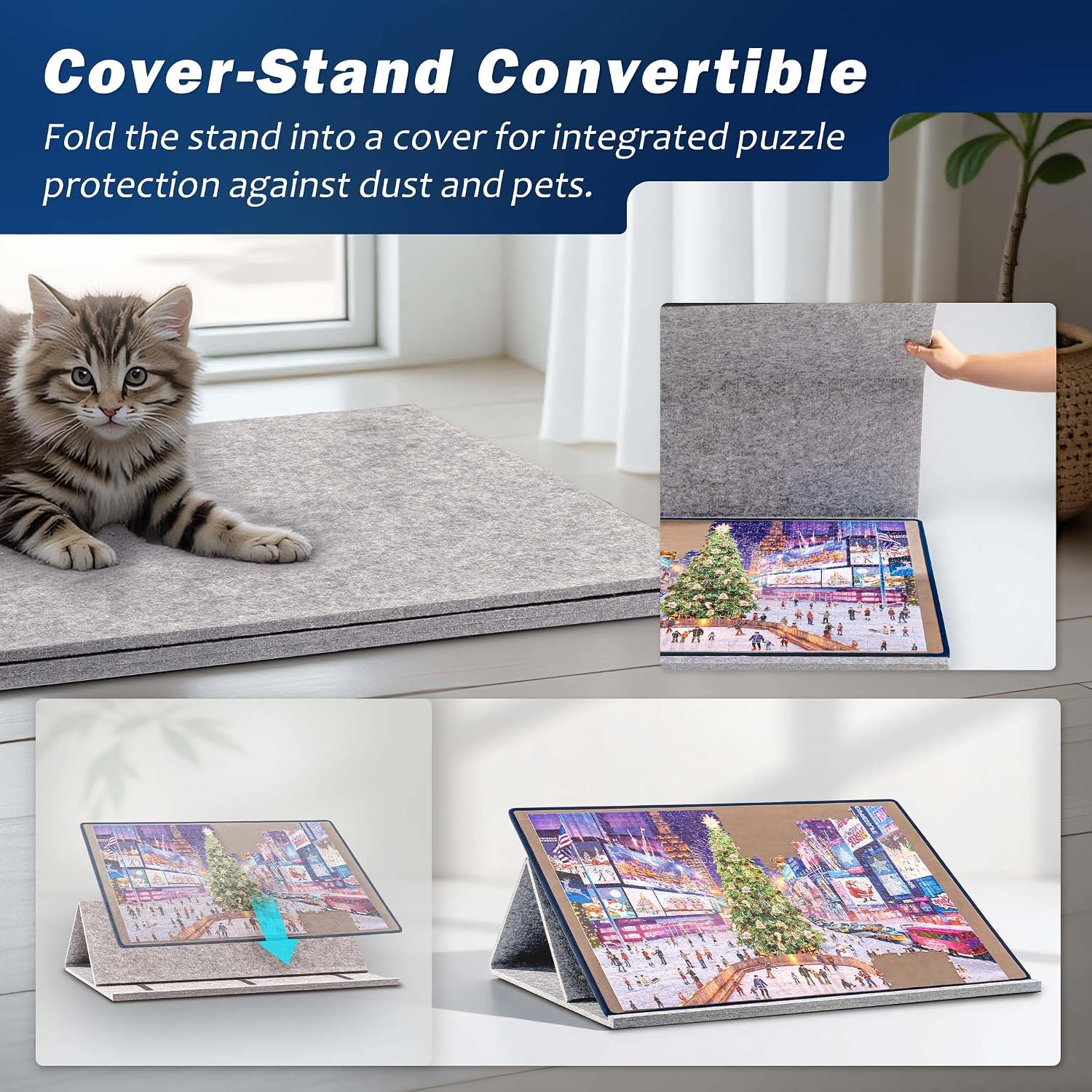 Thumbnail 2 de Tektalk Jigsaw Puzzle Board with 2-in-1 Stand & Cover (Khaki) for Up to 1000 Pieces