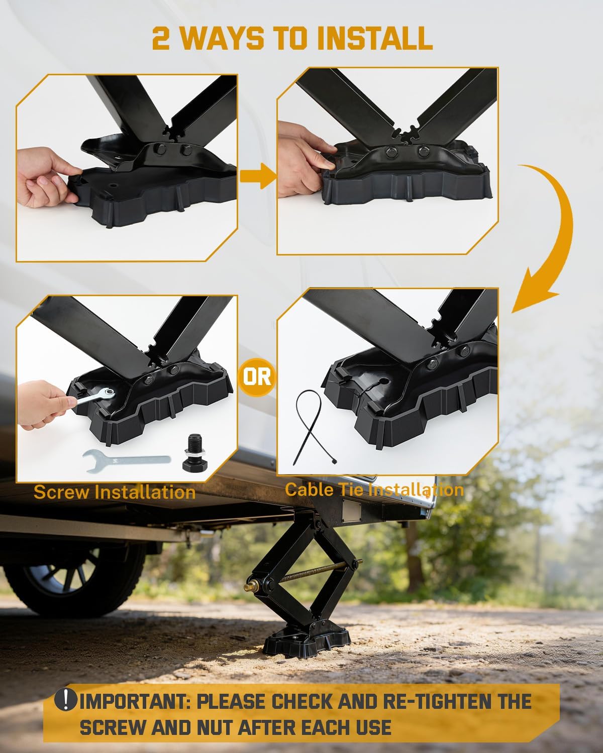 Thumbnail 5 de RVSHARK 4 Packs RV Stabilizer Jack Pads – 15,000 lbs Heavy-Duty Leveling Blocks for 8.75"–9.5" Foot Plate