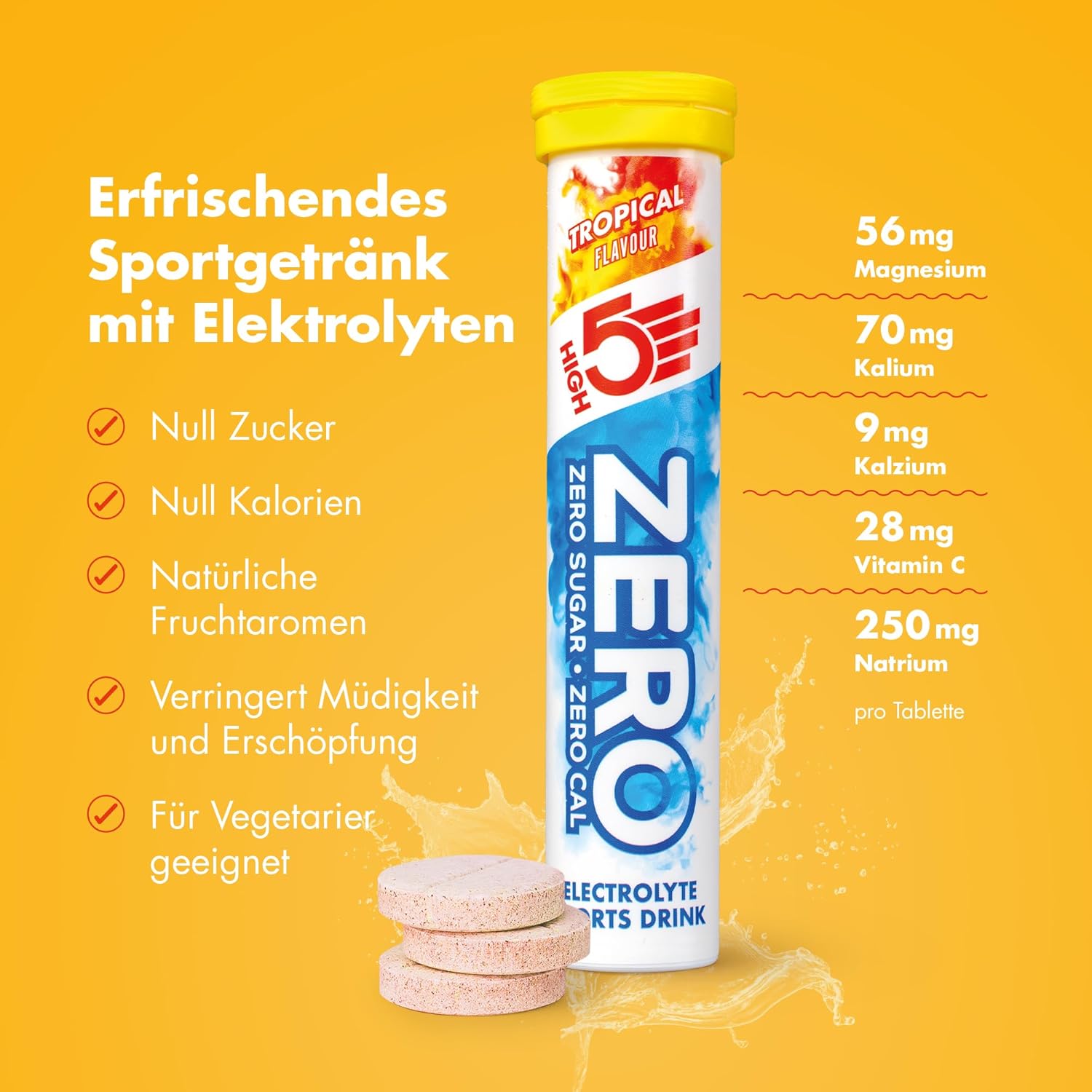Detalle 2 de HIGH5 ZERO Elektrolyte Ohne Zucker – Hydration-Boost für Training und Alltag (40 Tabletten, 2x20)