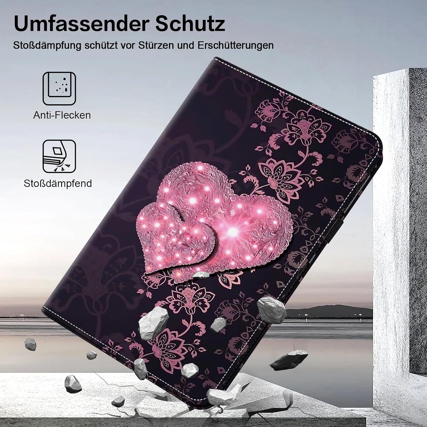 Detalle de BOLELAW Leder-Hülle für Samsung Galaxy Tab A7 10.4 Zoll (2022/2020) – Stifthalter, Kartenfächer, Standfunktion