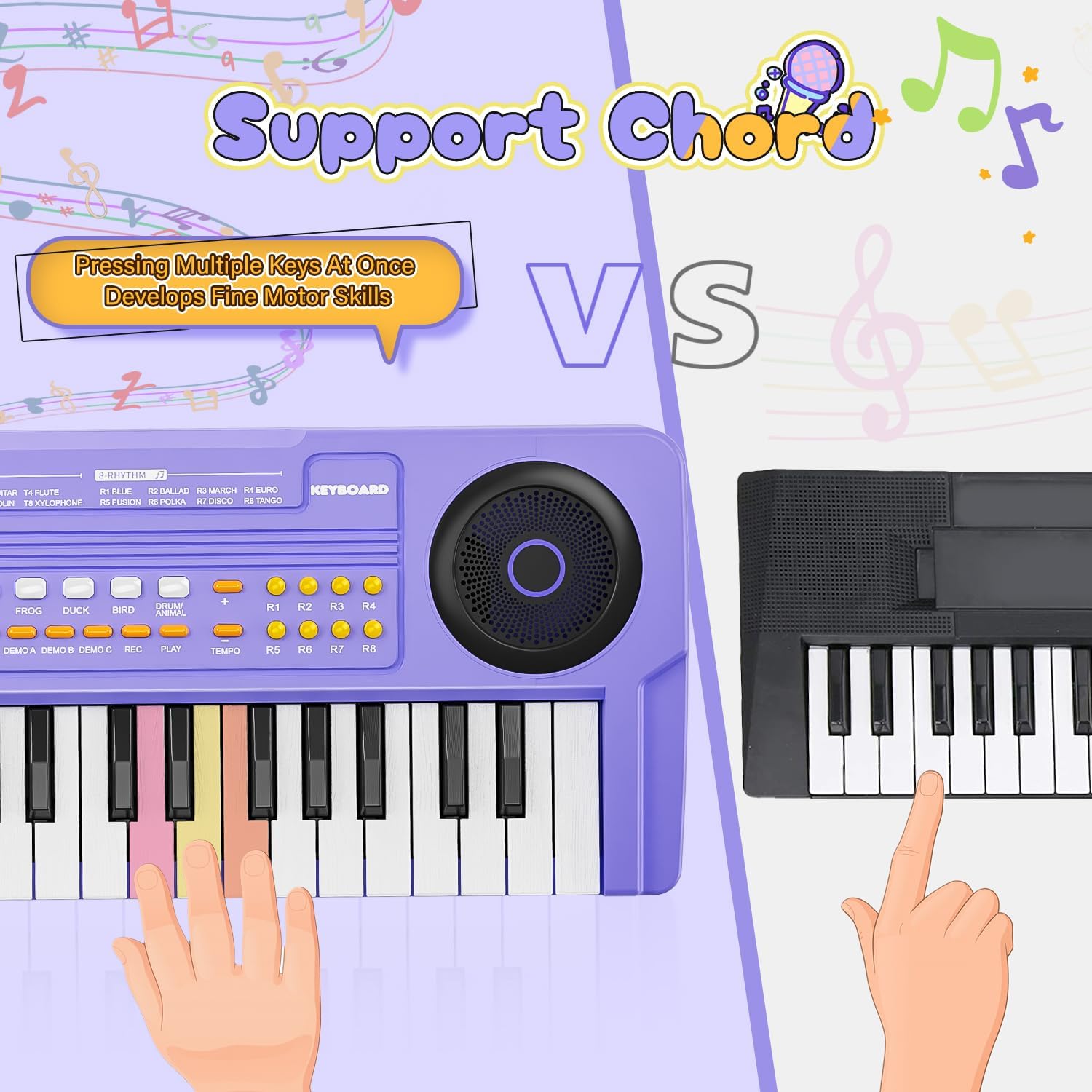 Thumbnail 1 de Upgraded 37 Keys Kids Piano Keyboard with Microphone (Portable, Purple) — Portable Toddler Music Toy