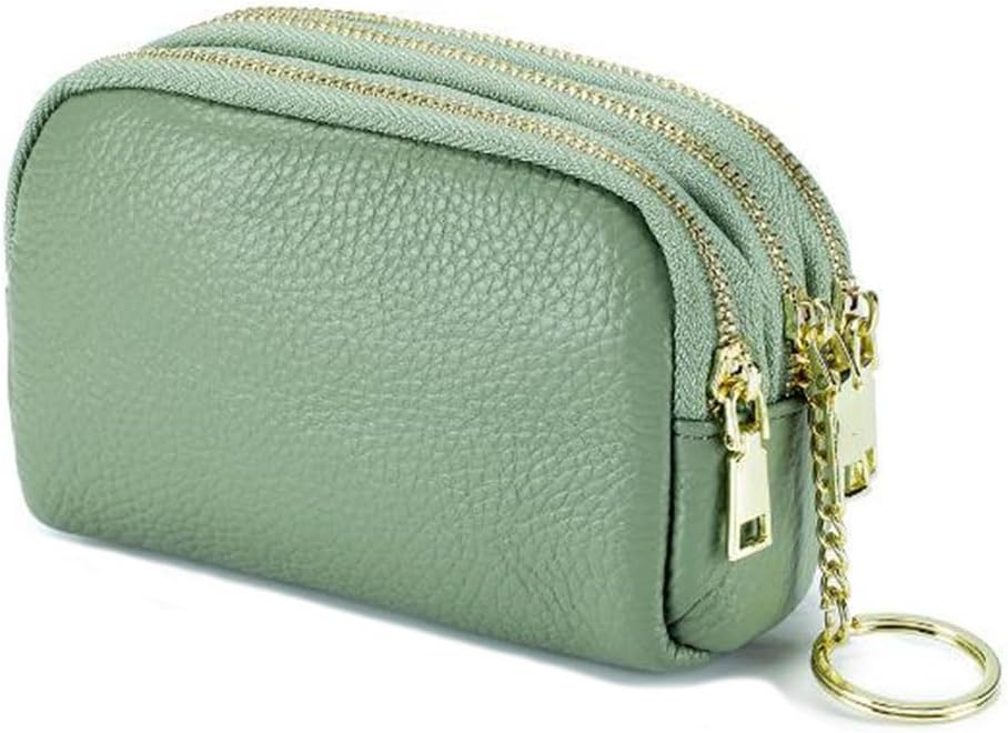 Detalle de AprinCtempsD Ladies Coin Purse: Genuine Leather Mini Wallet in Light Green