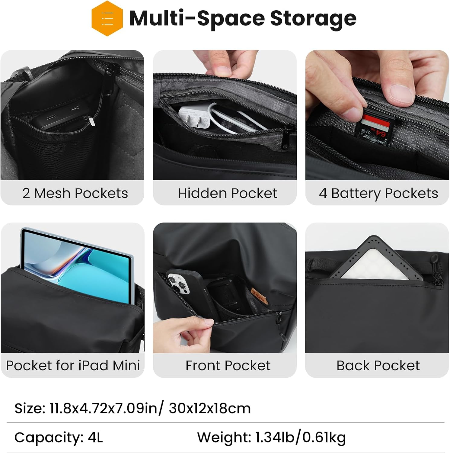 Thumbnail 5 de TARION Camera Sling Bag Small: Compact, Weather‑Ready Shoulder Sling for Mirrorless, DSLR or Drone Gear