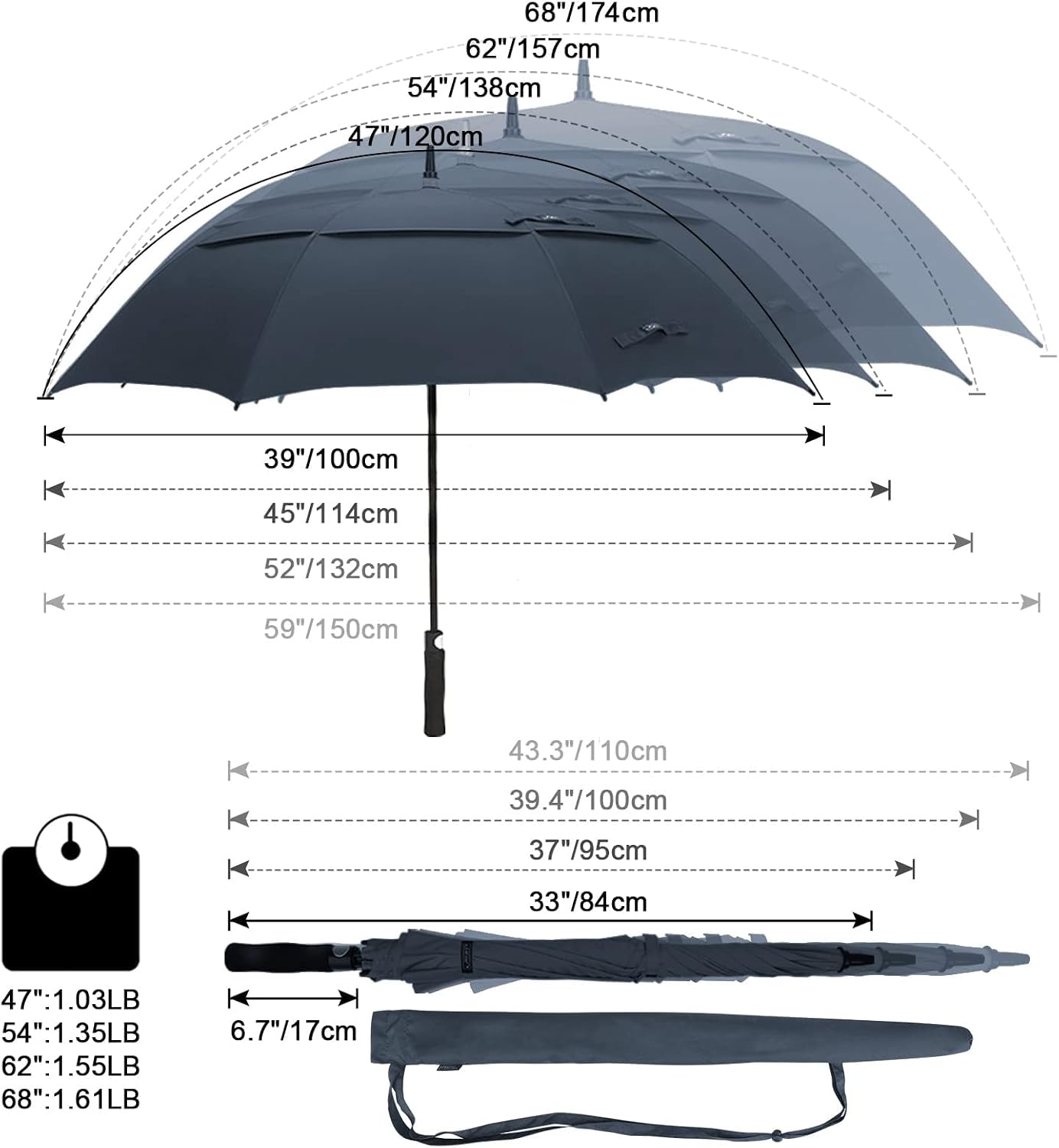 G4Free Golf Umbrella 62 Inch windproof