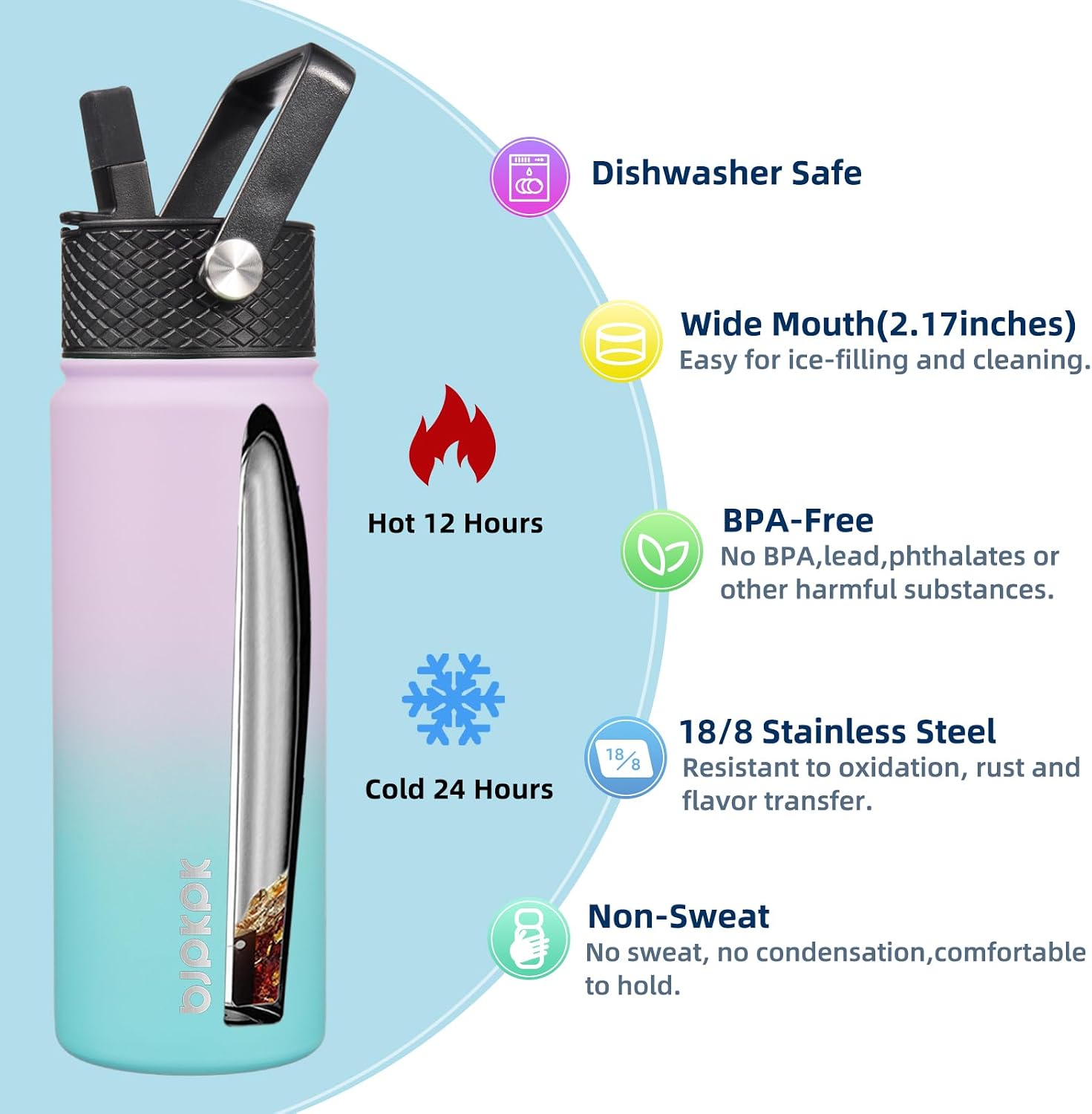 Detalle de BJPKPK insulated water bottles, 22 oz