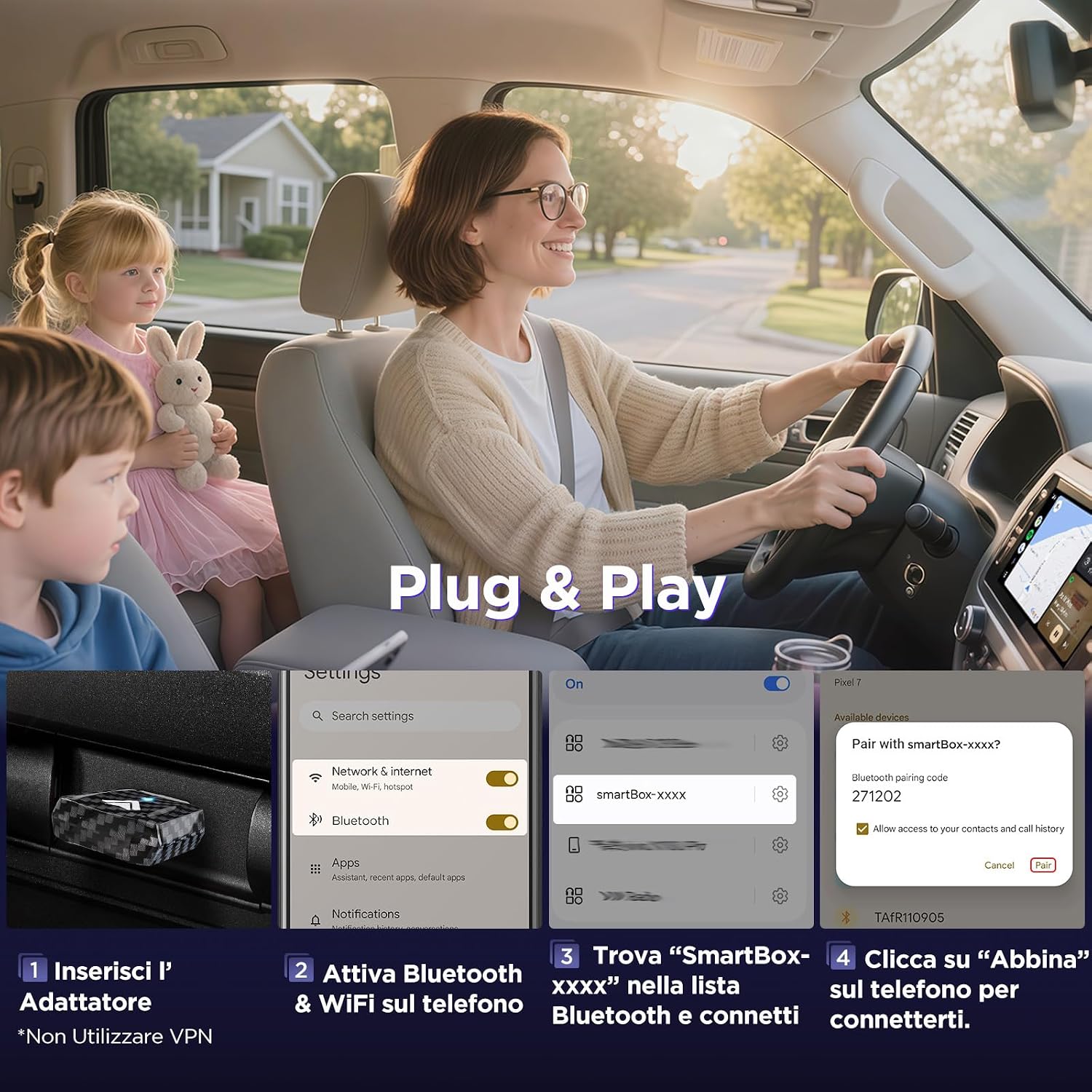 Detalle 2 de MSXTTLY U2AC-L9 Adattatore Android Auto wireless