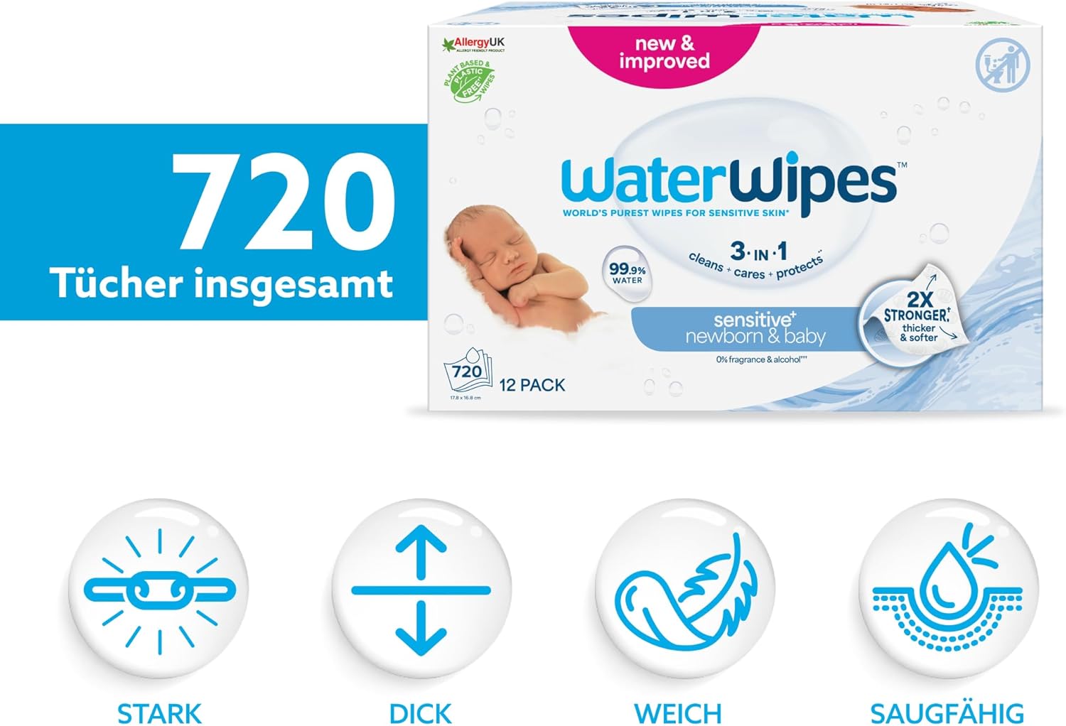 Detalle 2 de WaterWipes Sensitive+ 720 Stück