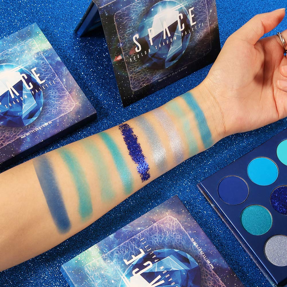Detalle de docolor Y0912-2 Blue Gemstone Eyeshadow Palette, 9 Colors, Matte and Shimmer