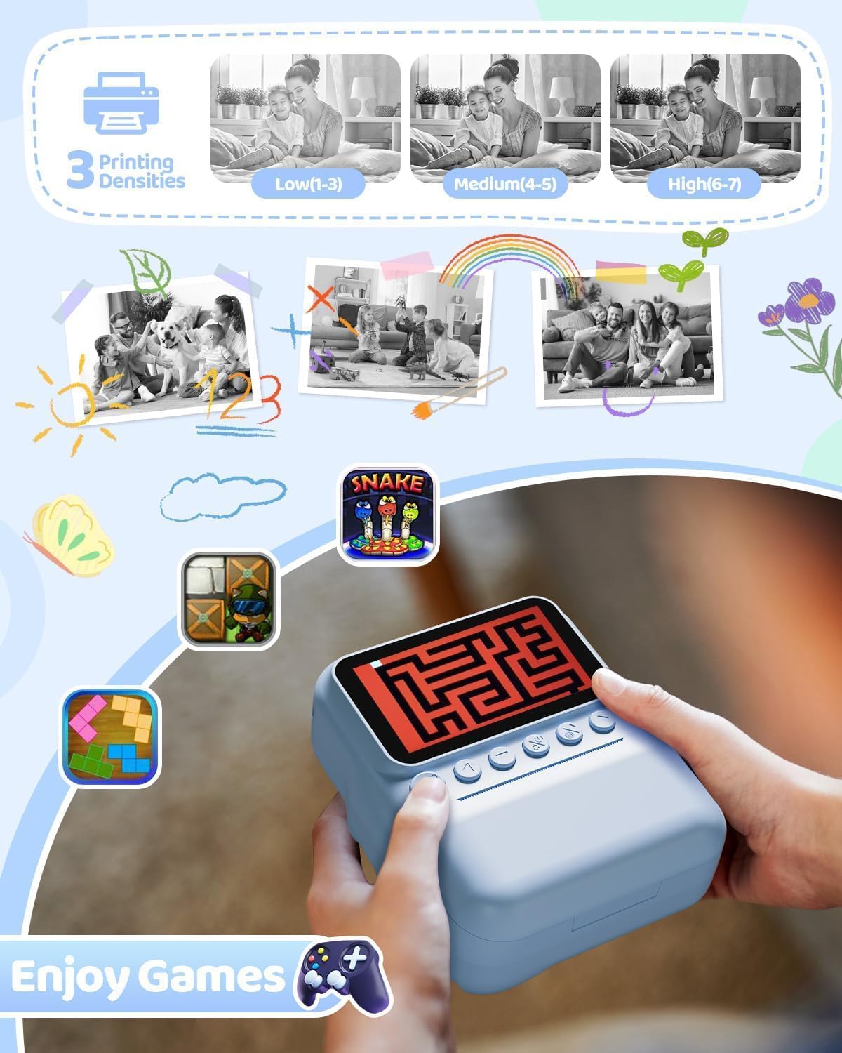 Detalle de TIATUA Macchina Fotografica Bambini Istantanea 3.0" Blu con 32GB e 3 Rotoli di Carta - Regalo Educativo per Ragazze e Ragazzi 3–12