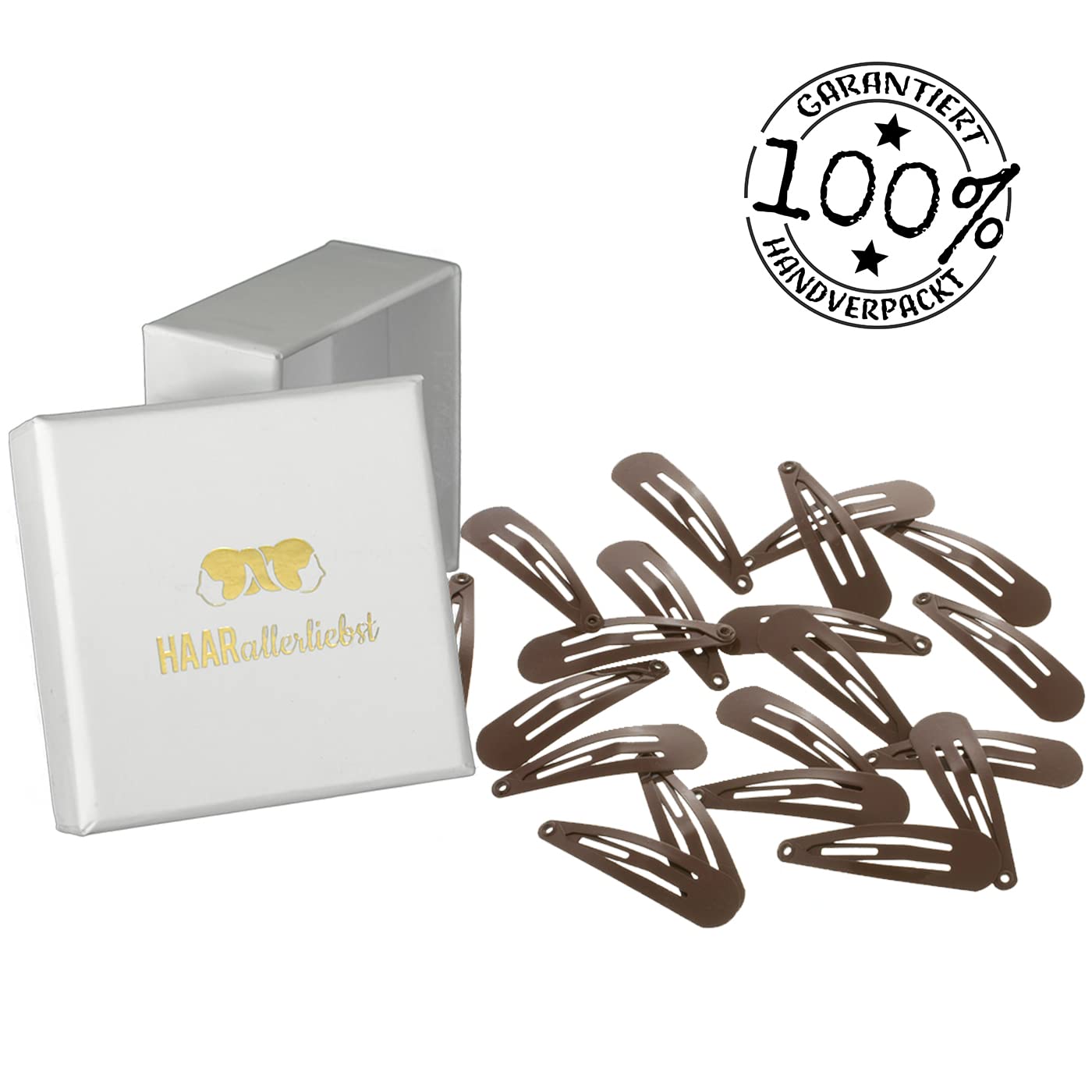 Detalle 1 de Haarallerliebst Haarspangen klein (4 cm) in Braun – 20 Stück mit Aufbewahrungsbox, ideal für feines Haar