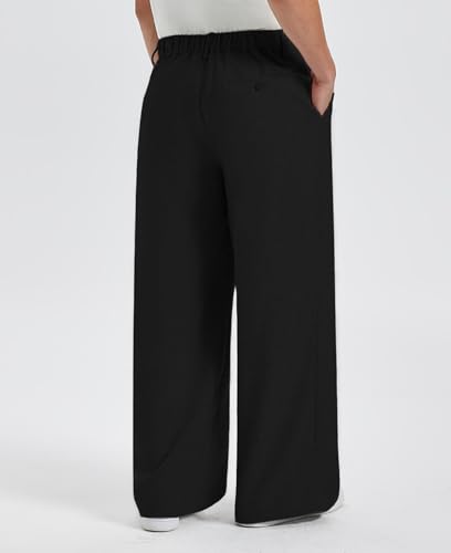 Detalle de FEDTOSING Mens Wide Leg Baggy Trousers: Pleated Loose Fit Linen-Style Trousers in Black