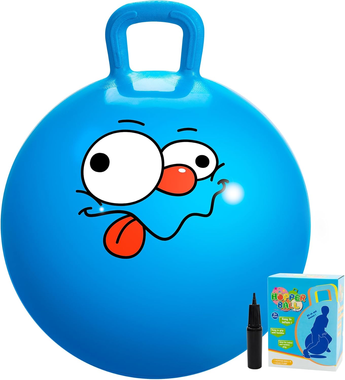 U&C Planet Hopper Ball 20-inch Bouncy Ball with Handle (Kids 5-9), Blue