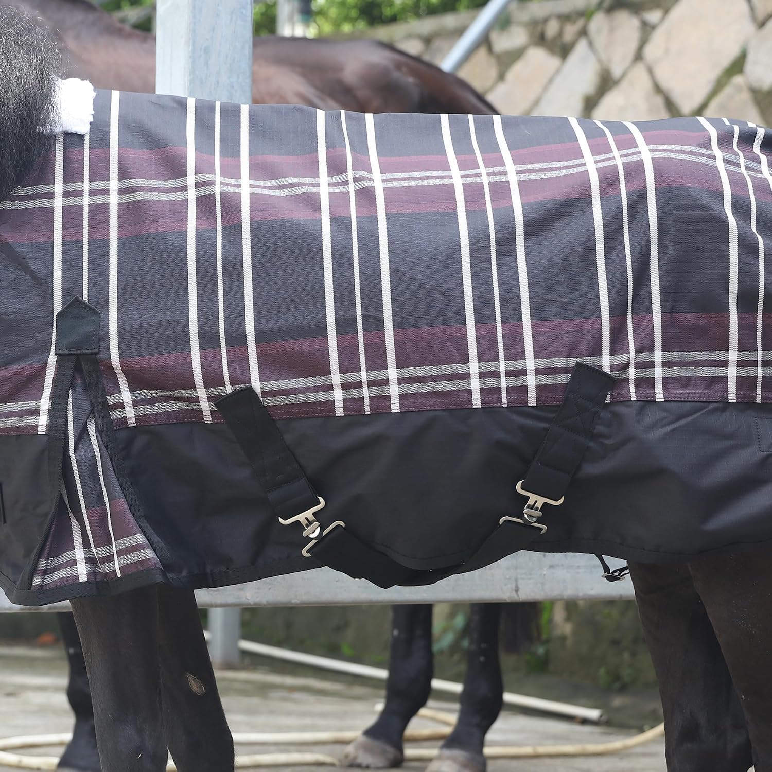 Detalle de 600D No Fill Waterproof Turnout Rug for Shetland Pony, 3'3" (Red Plaid) – Practical Protection for Miniature Horses