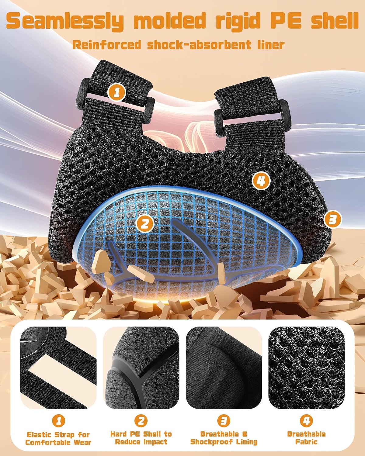 Detalle de DARME Kids Protective Gear Set, 3-in-1 Knee, Elbow & Wrist Guards, Black