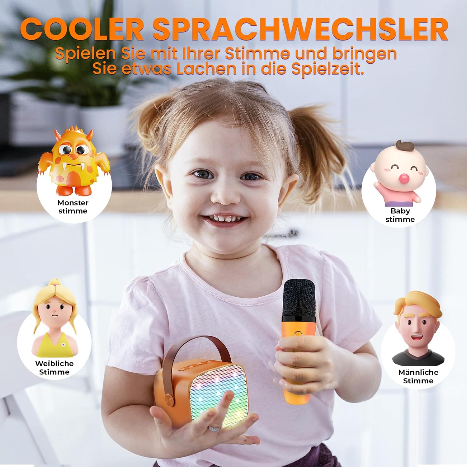 Thumbnail 4 de Kinder-Karaoke-Maschine mit 2 Mikrofonen (Mini, Bluetooth & TF-Karte) – tragbares Karaoke-Set für 3–12 Jahre