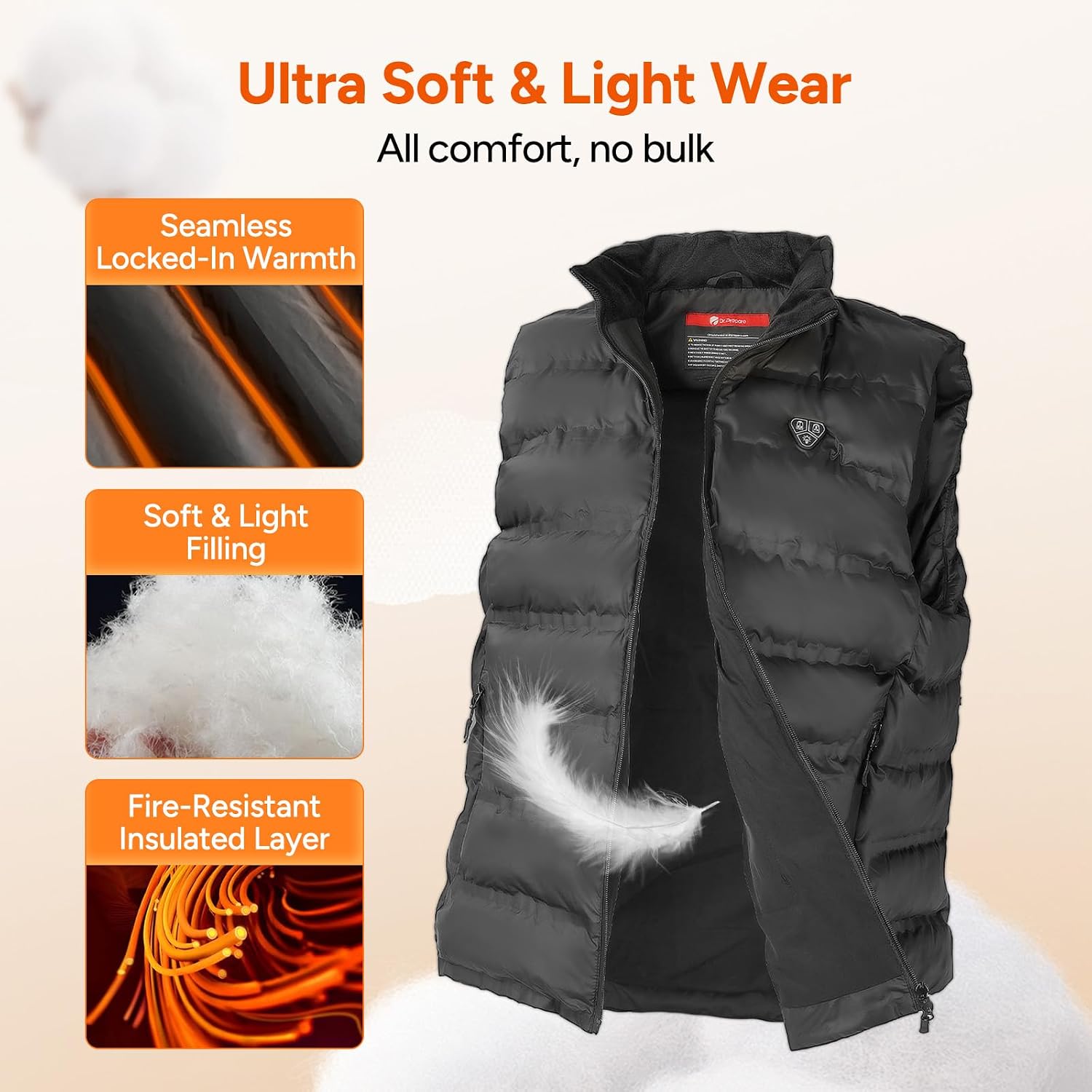 Detalle 1 de DR.PREPARE Heated Gilet: Unisex Electric Vest with 3 Heat Levels