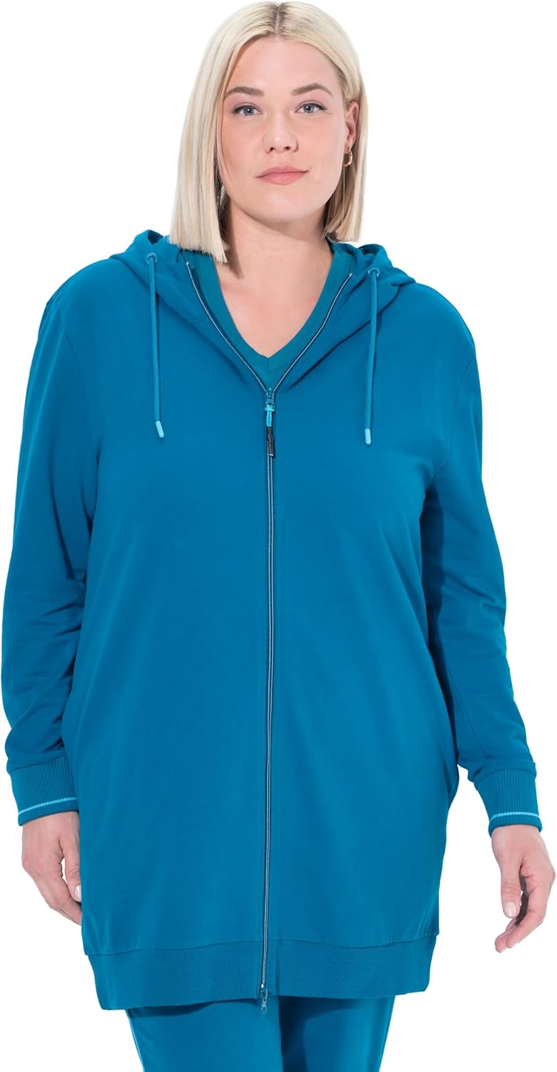 Detalle 2 de Ulla Popken Sweatjacke Lang Accent – Veste de survêtement longue pour femme grande taille (Lot de 1)