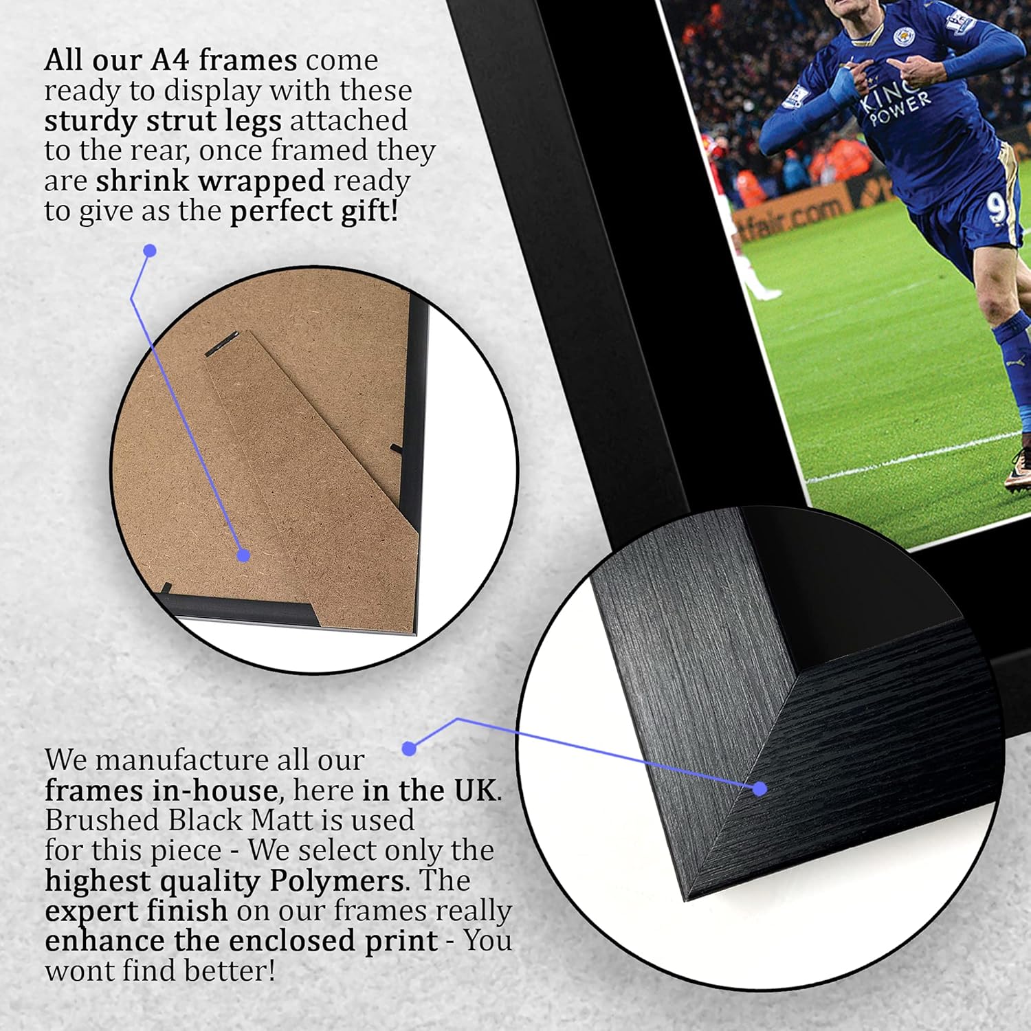 Thumbnail 6 de HWC Trading FR A4 Jamie Vardy Leicester City framed autograph picture (A4)