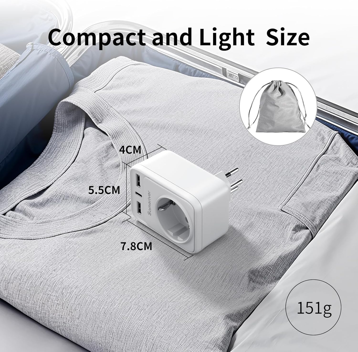 Thumbnail 4 de Reiseadapter Schweiz auf Deutschland (Typ J) mit 2 USB & USB-C, 13A 1650W
