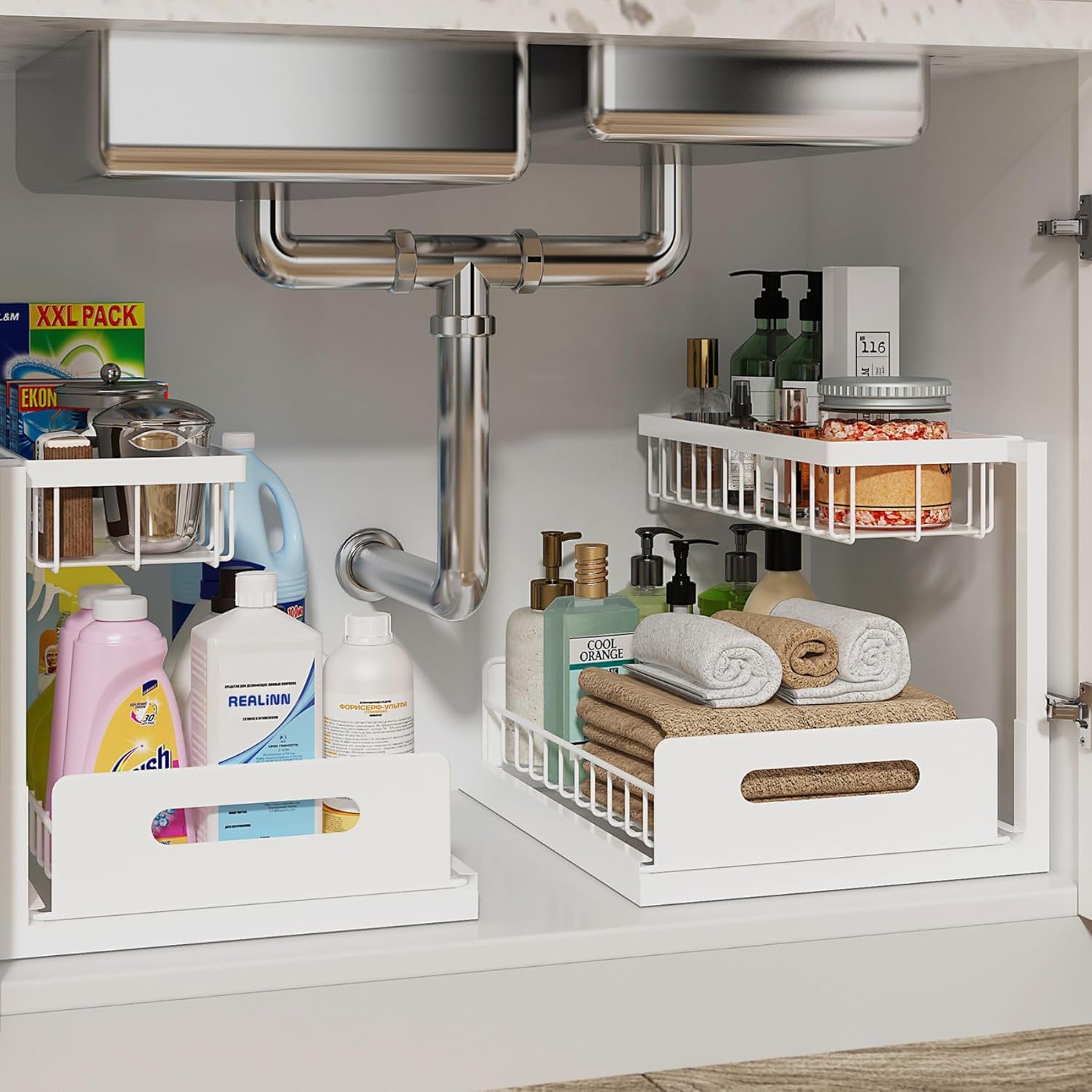 Detalle de REALINN Under-Sink Organizer 14.2x10.6x11 in