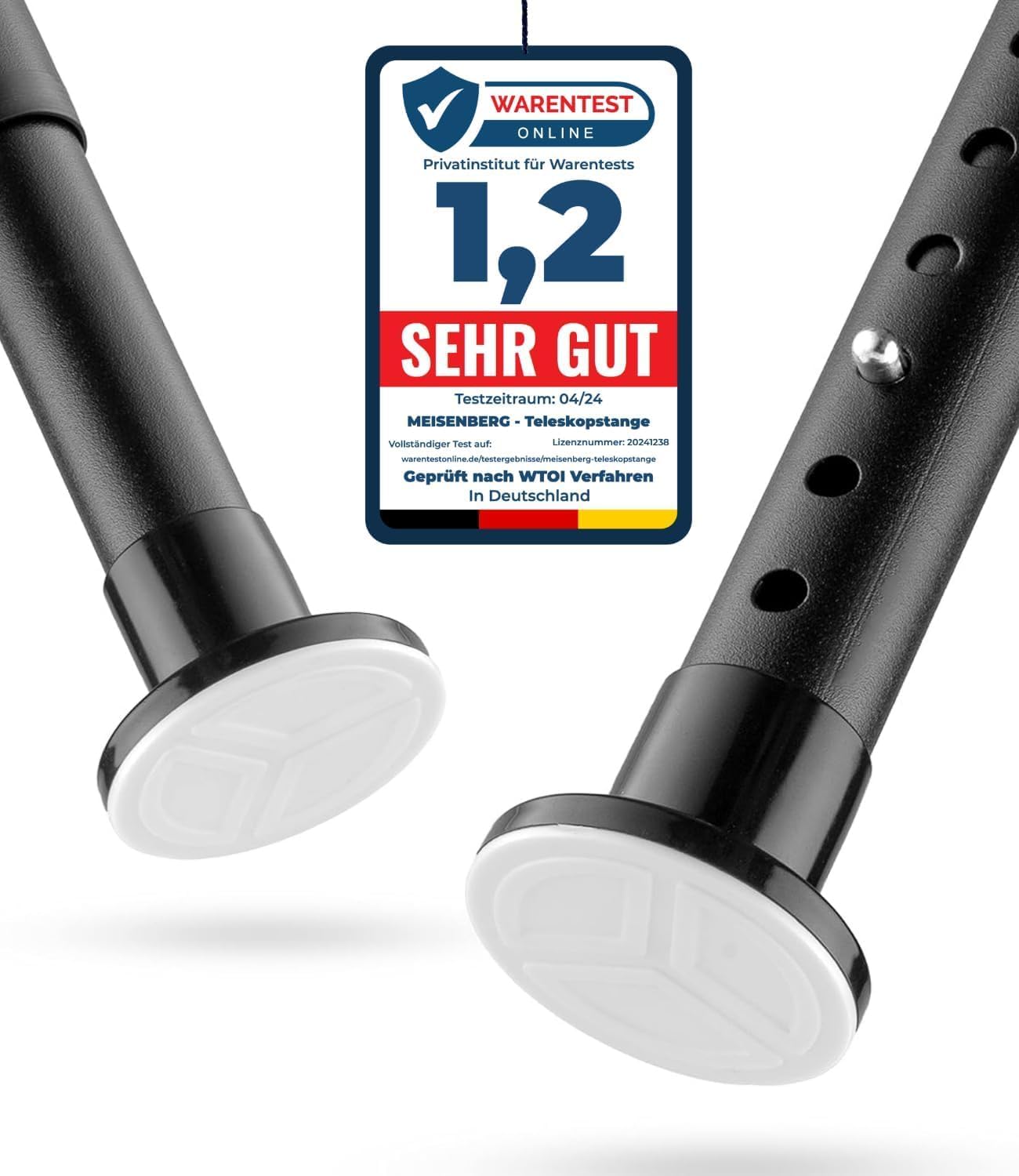 Tringle extensible MEISENBERG 160–210 Noir (Ø 25 mm) sans perçage pour rideaux