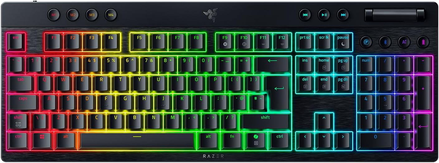 Detalle de Razer BlackWidow V4 Mechanische Gaming-Tastatur – FR-Layout, grüne Schalter, RGB Chroma, 6 Makro-Tasten, ABS-Tasten, Schwarz