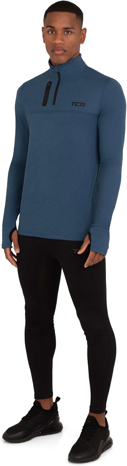 Detalle de TCA Haut Running Homme Hiver Quickdry Fusion Pro à fermeture mi-poitrine