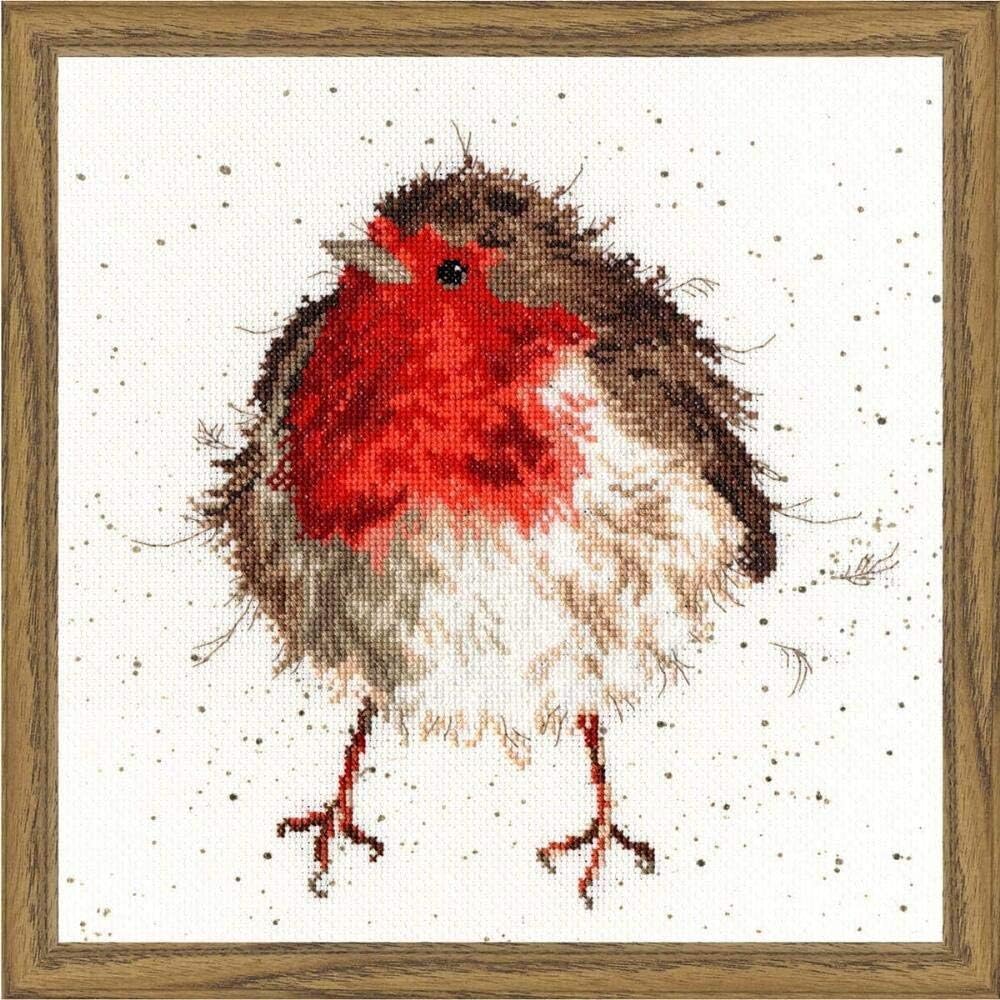 Detalle de Bothy Threads XHD5 zestaw do haftu krzyżykowego 26 × 26 cm z rudzikiem