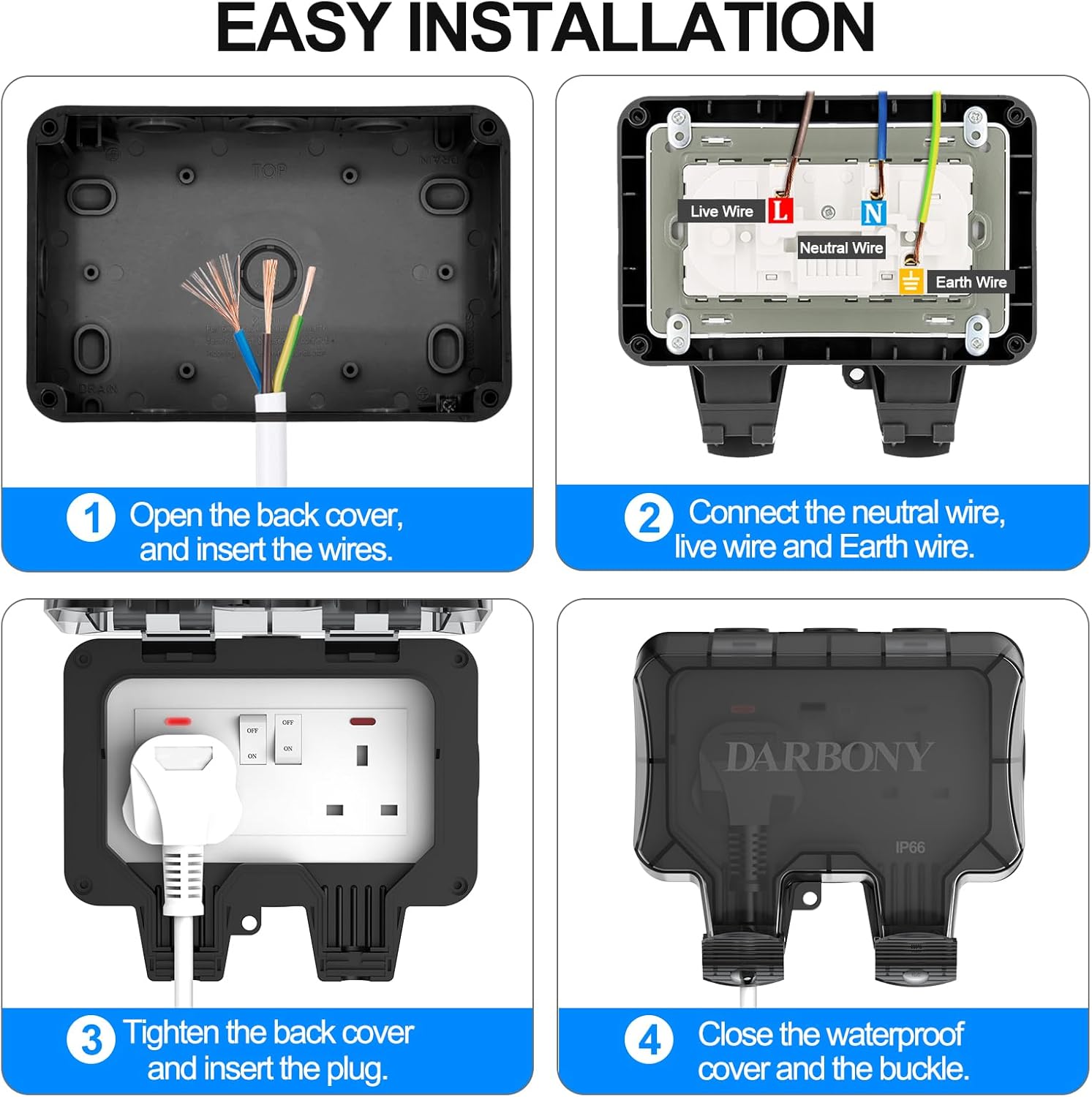 Thumbnail 5 de Outdoor Socket Waterproof IP66 Double 13Amp