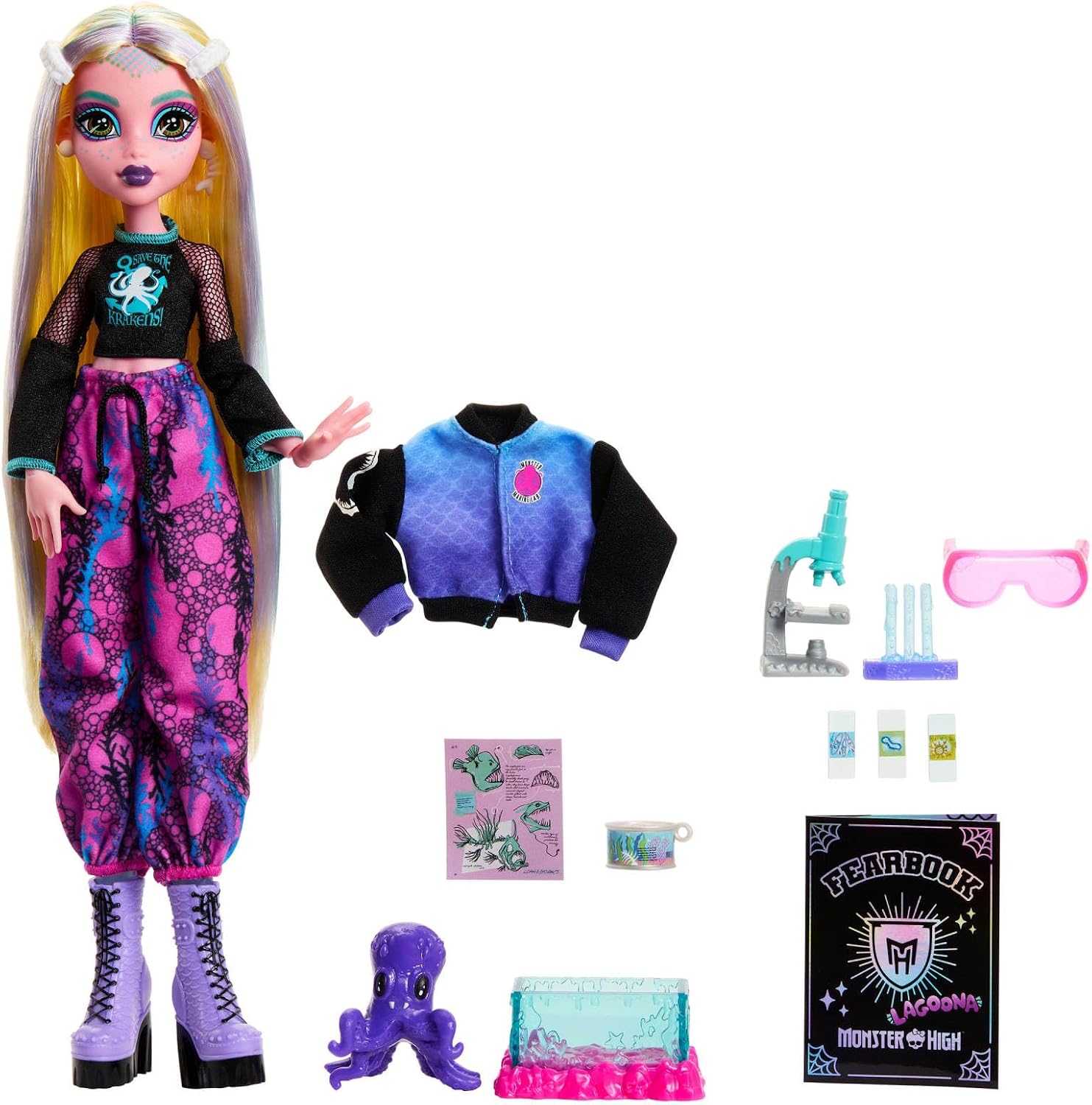 Detalle de Monster High JML45 Lagoona Blue – lalka z akcesoriami do biologii morskiej