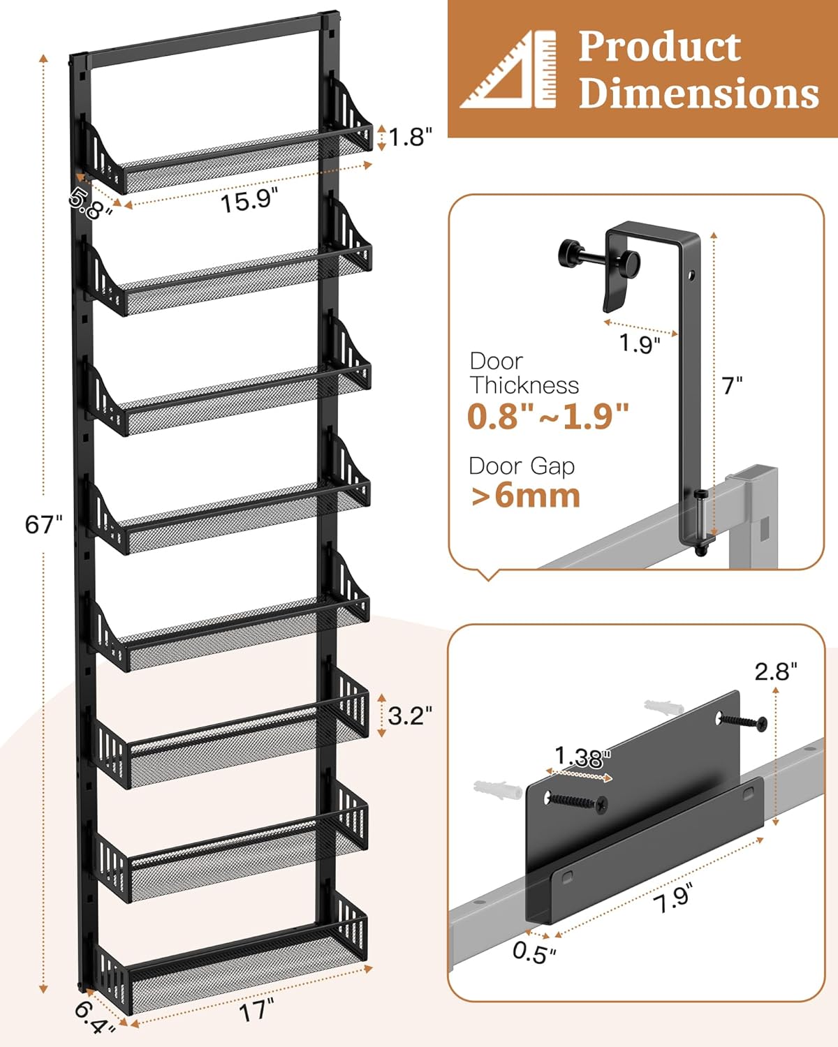 Thumbnail 5 de POKIPO 8-Tier Over the Door Pantry Organizer