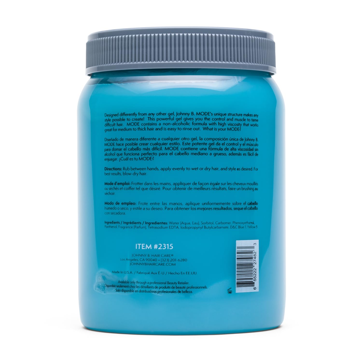 Detalle de JOHNNY B. Mode 2315 Hair Styling Gel, Alcohol-Free, Medium Hold