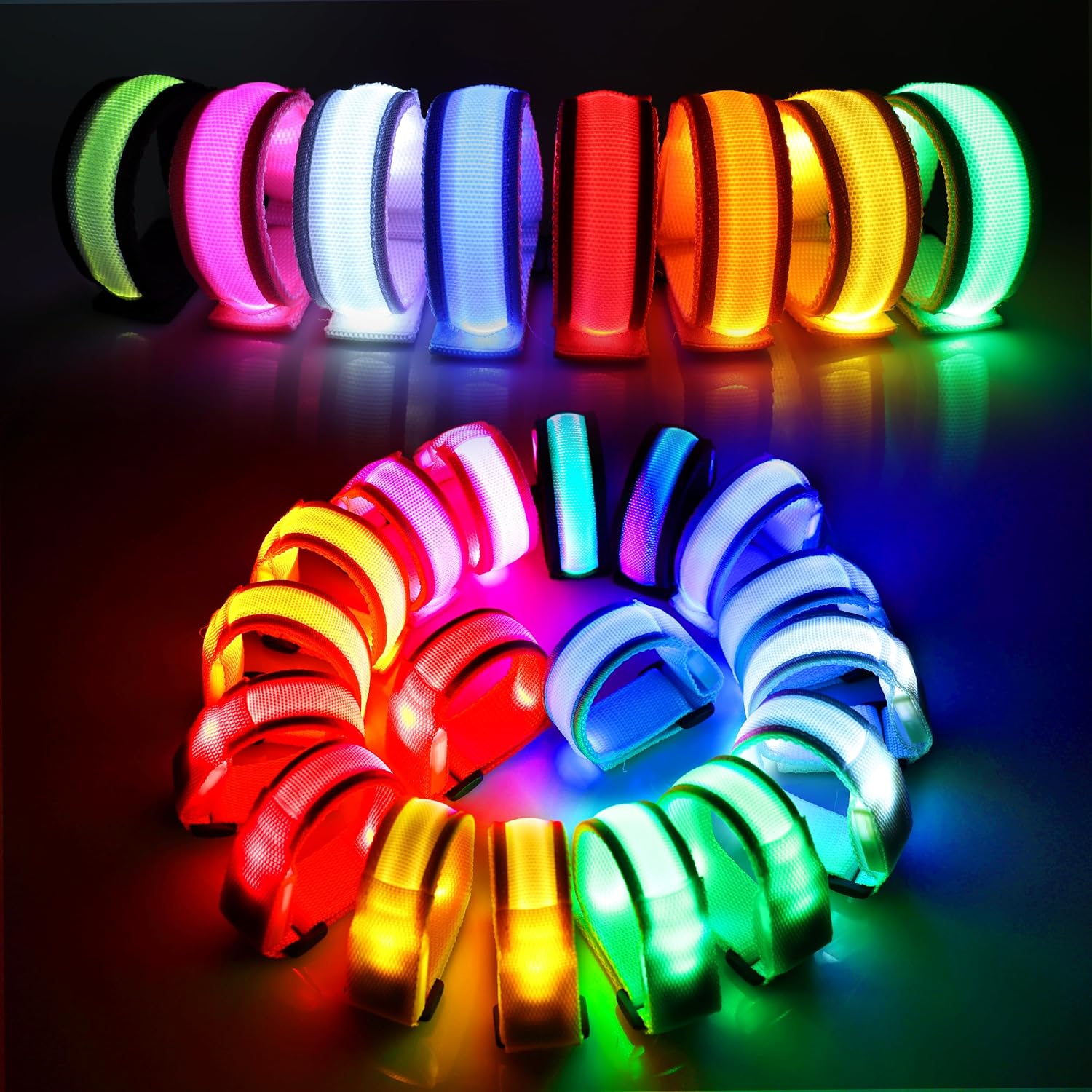 Detalle de KIRALUMI 40 Bright LED Glow Bracelets (8 Colors) for Halloween, Festivals, and Night Events