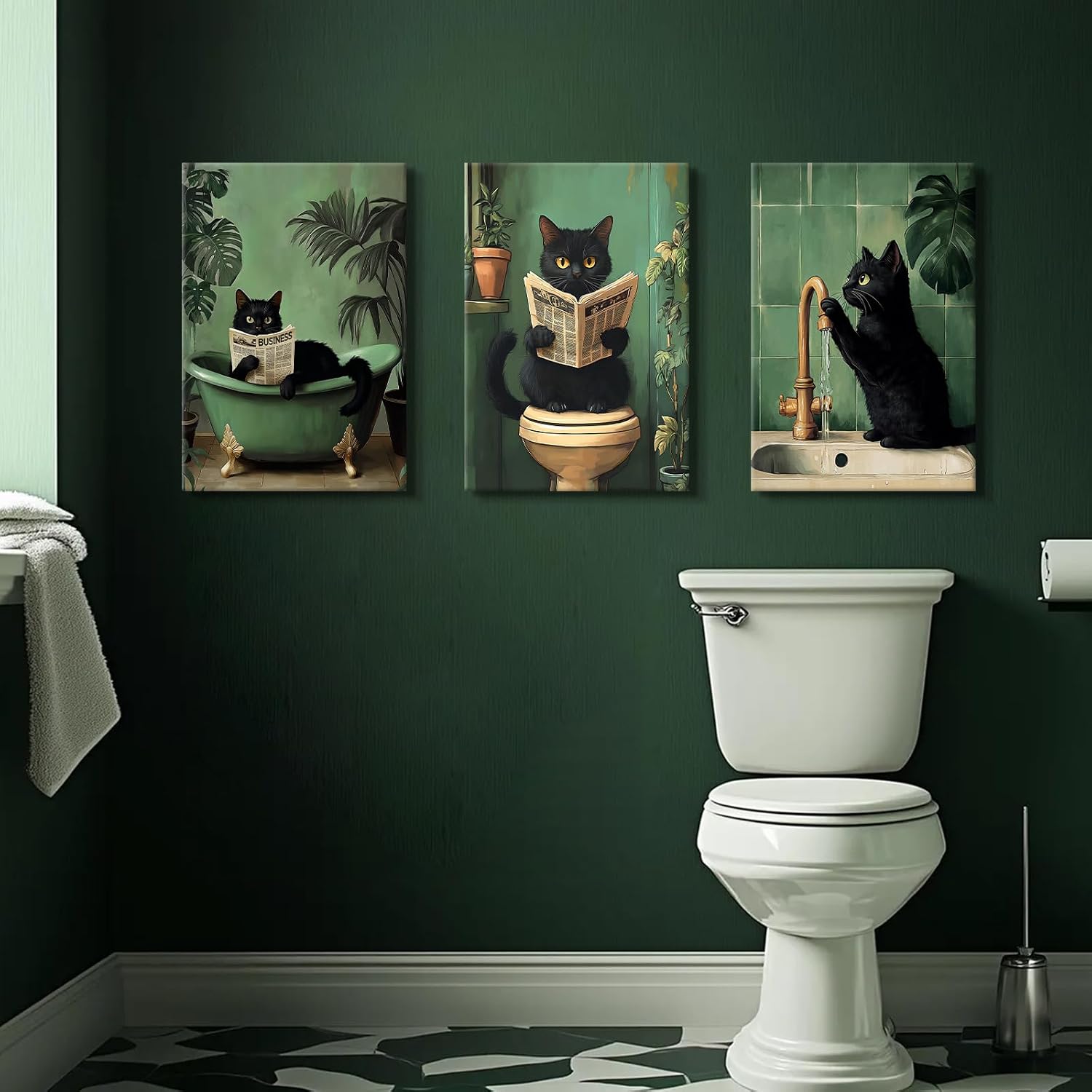 Detalle de 3Pcs Katze Leinwandbilder Set 3er