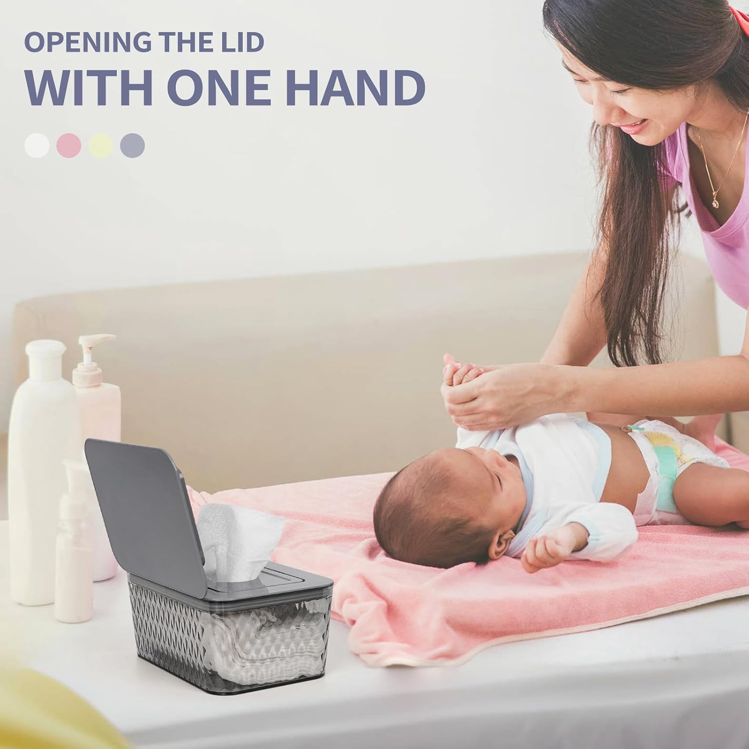 Detalle 2 de Whiidoom Wipes Dispenser, Grey Clear Holder with One-Handed Access