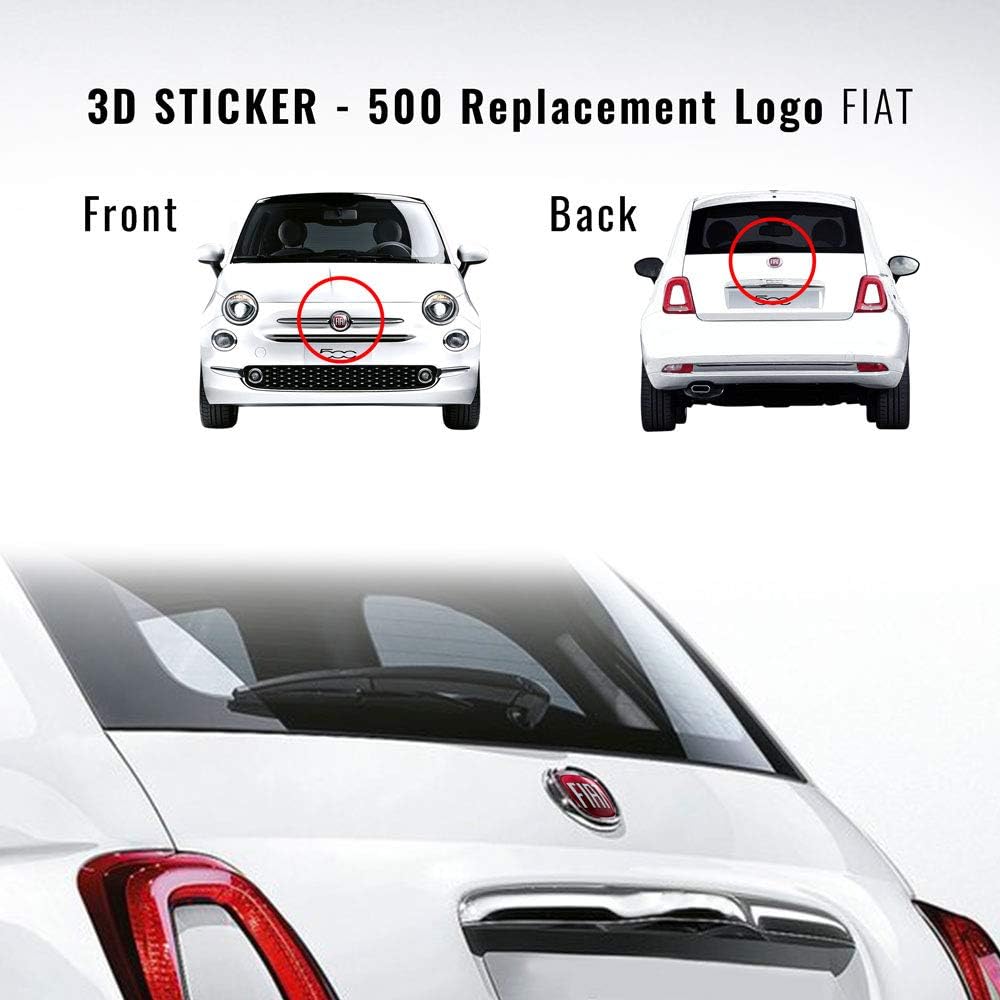 Thumbnail 3 de Fiat Adesivo 3D Logo Anteriore + Posteriore per Fiat 500 – Rosso (2 pezzi)
