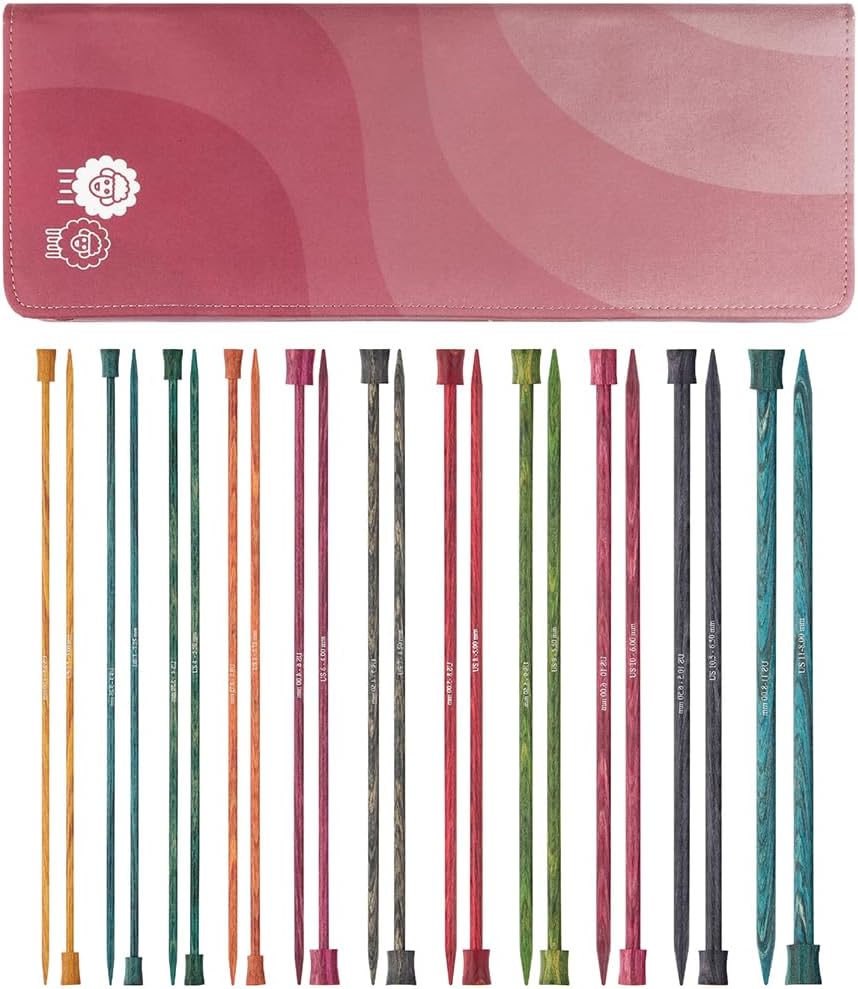 Detalle de KnitPro Dreamz Grande – zestaw drutów prostych 25 cm, 11 rozmiarów z brzozy