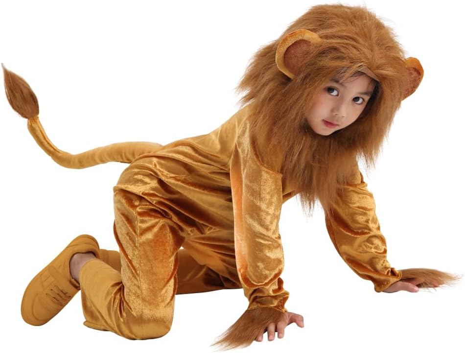 Detalle de Seasons Cuddly Lion Kids’ Halloween Costume Onesie, Gold, Size 10-12