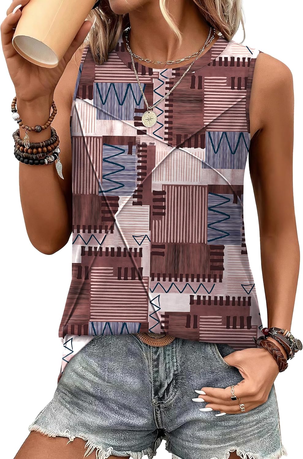 Thumbnail 6 de WIHOLL Women’s Loose-Fit Sleeveless Crew Neck Tank (Summer Layering Tank)