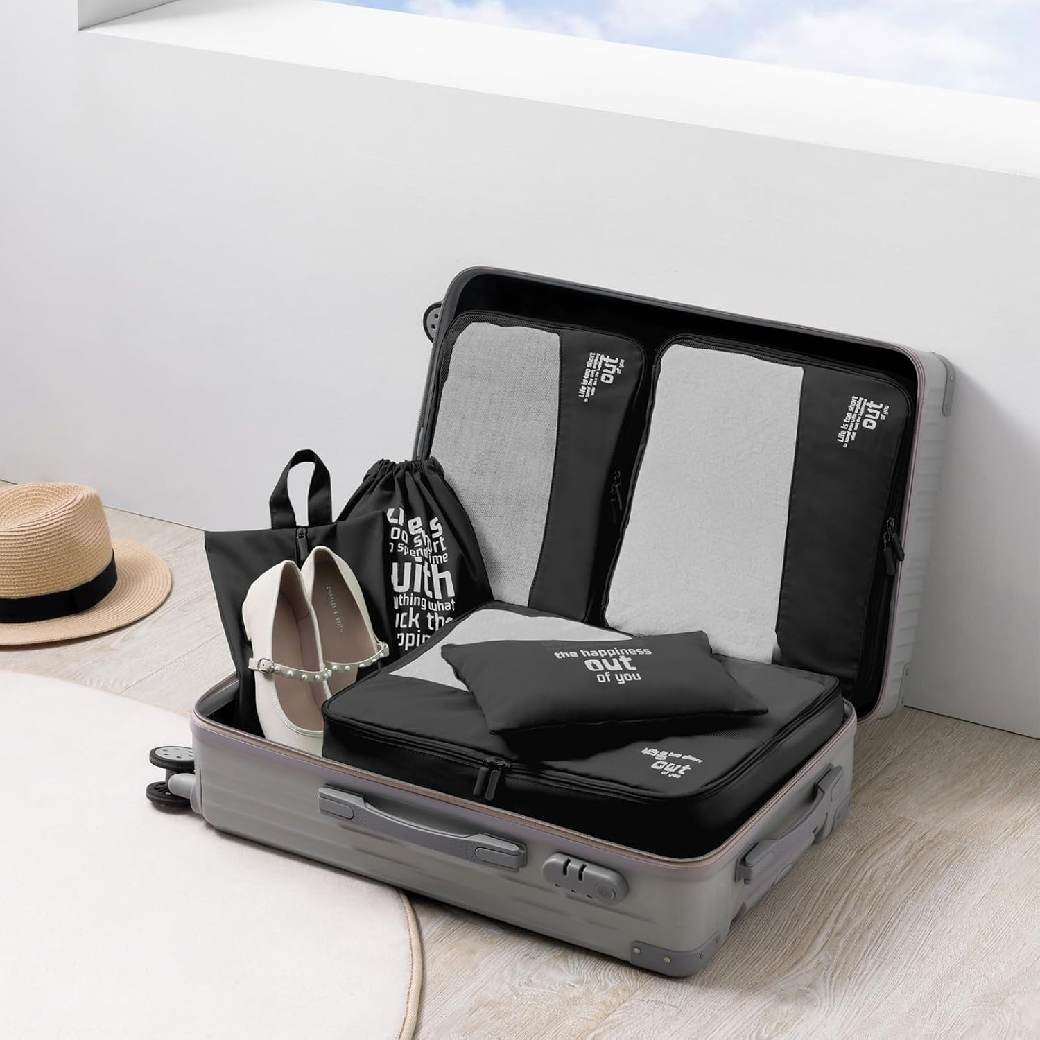 Detalle de MURISE 8- oder 6-teilige Packing Cubes: Praktischer Koffer-Organizer für Reise und Urlaub