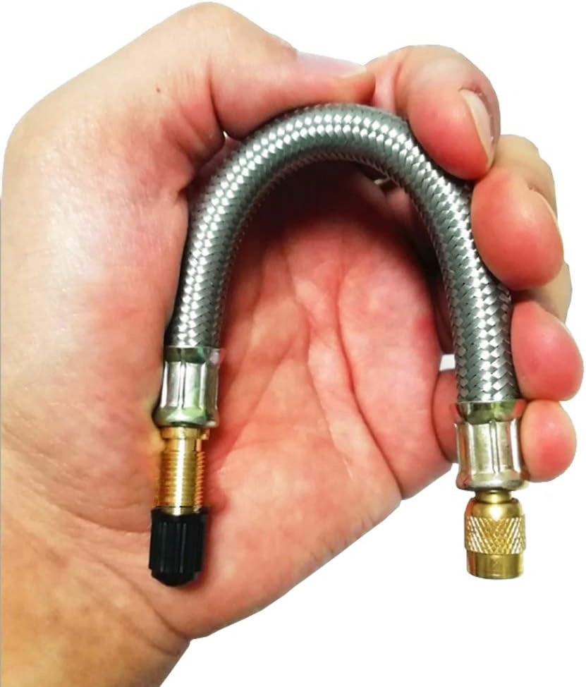 Detalle de Ianulus Valve Extension (4-pack) – Tyre Valve Extenders Adapter with 2 Clamps, 18cm length