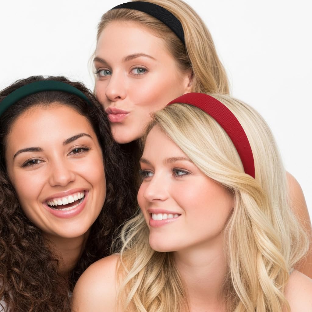 Detalle de Huachi Women's Headbands, 4-Pack, 1-Inch Wide Elastic Non-Slip Bands