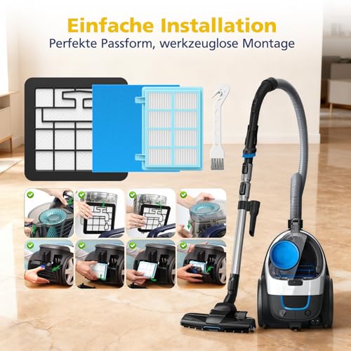 Detalle de 4 Stück Staubsauger Filter Ersatz für Philips PowerPro Reihe – kompatibel mit FC933x, FC8010/01, FC955x | VILLAPOOL