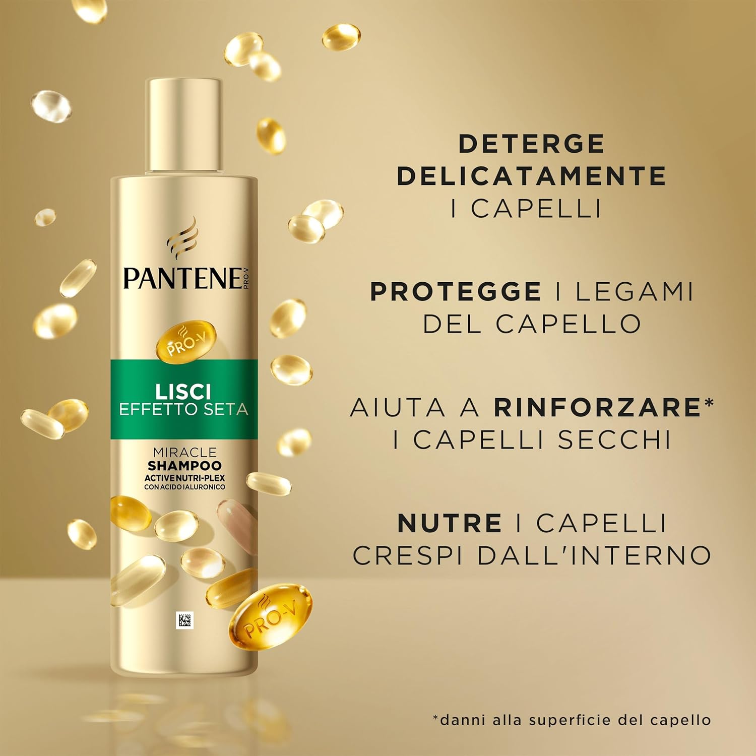 Detalle 2 de Pantene Miracles Lisci Effetto Seta shampoo 250 ml + balsamo 200 ml + maschera 300 ml