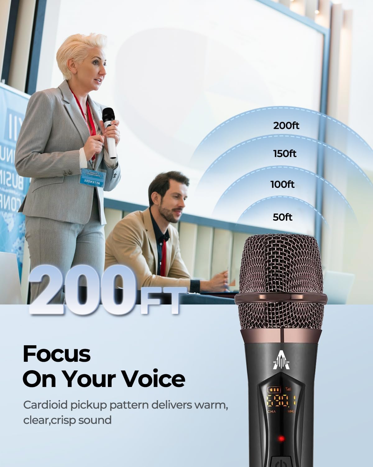 Detalle 2 de ALPOWL Micrófono Inalámbrico UHF con Receptor y DSP para Karaoke y Voz en Vivo